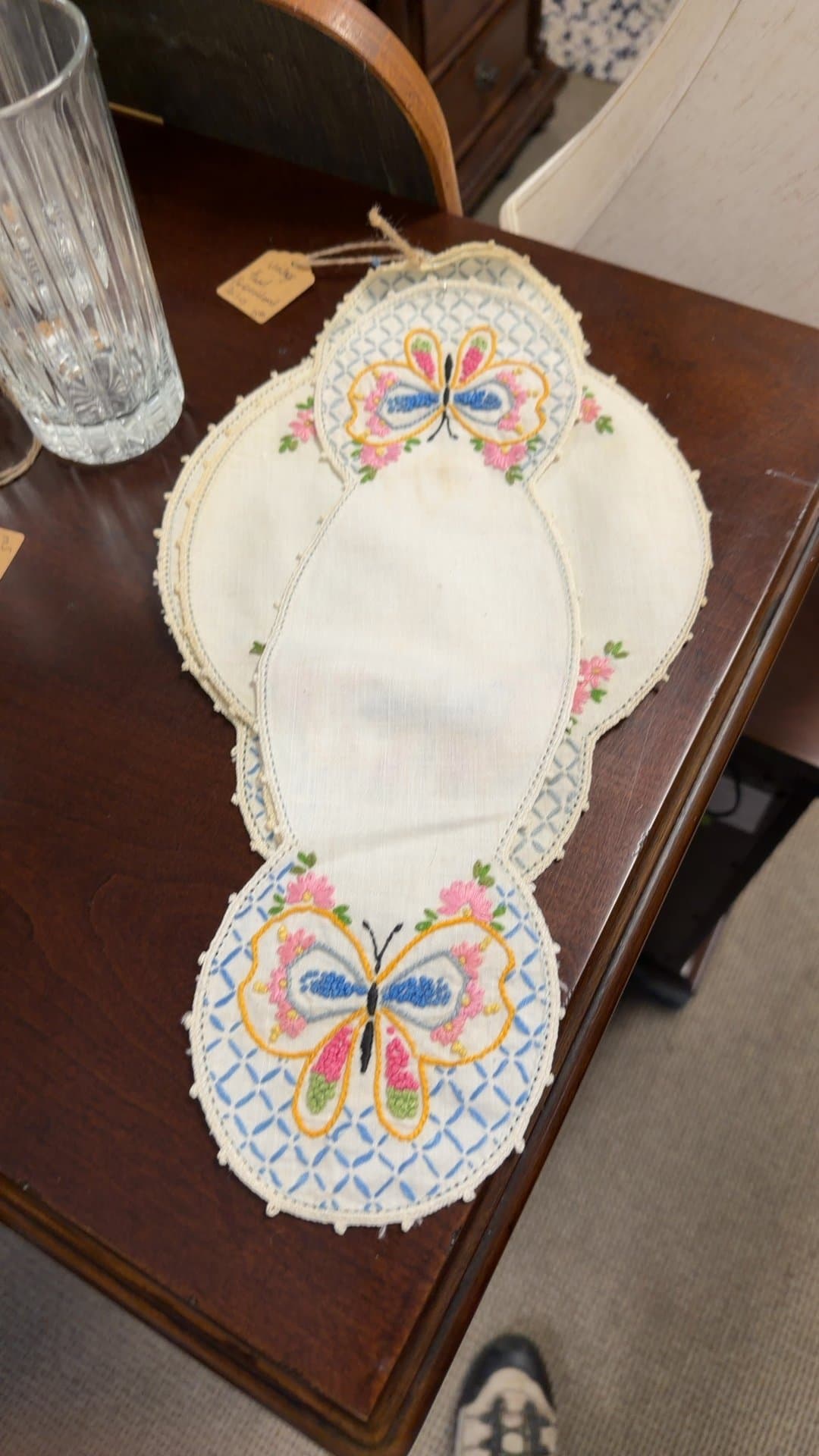 Vintage Hand Embroidered Doilies - Image 1