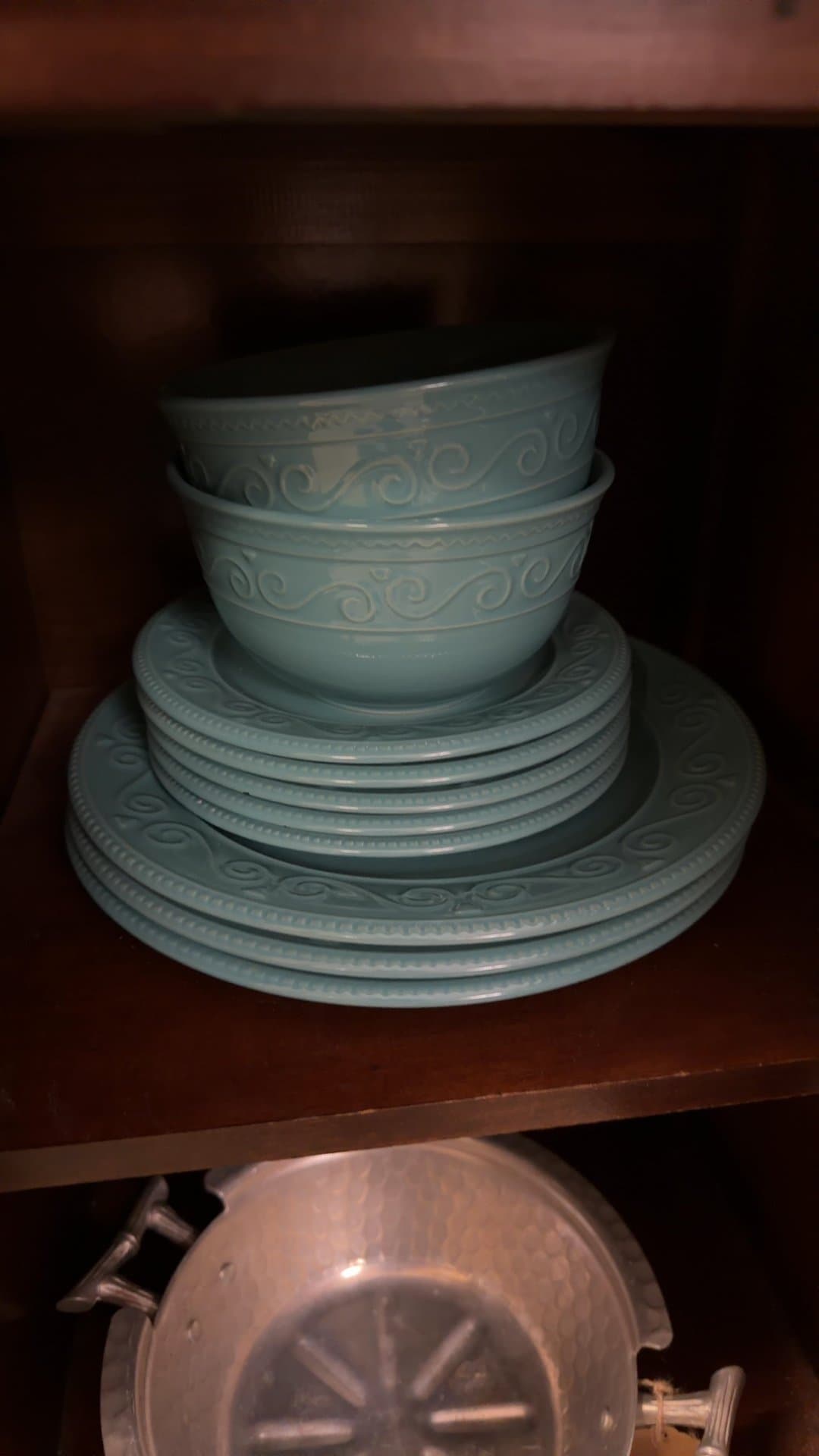 Turquoise Earthenware Dinnerware Set - Image 1