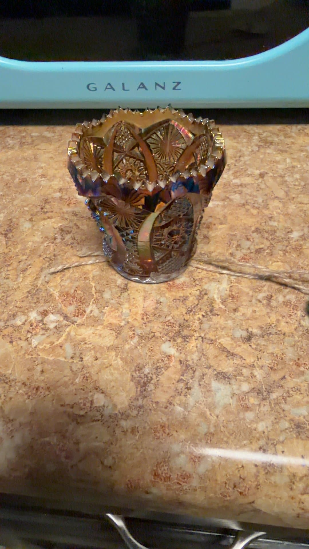Imperial Glass Amethyst Carnival Glass Toothpick Holder - Image 1