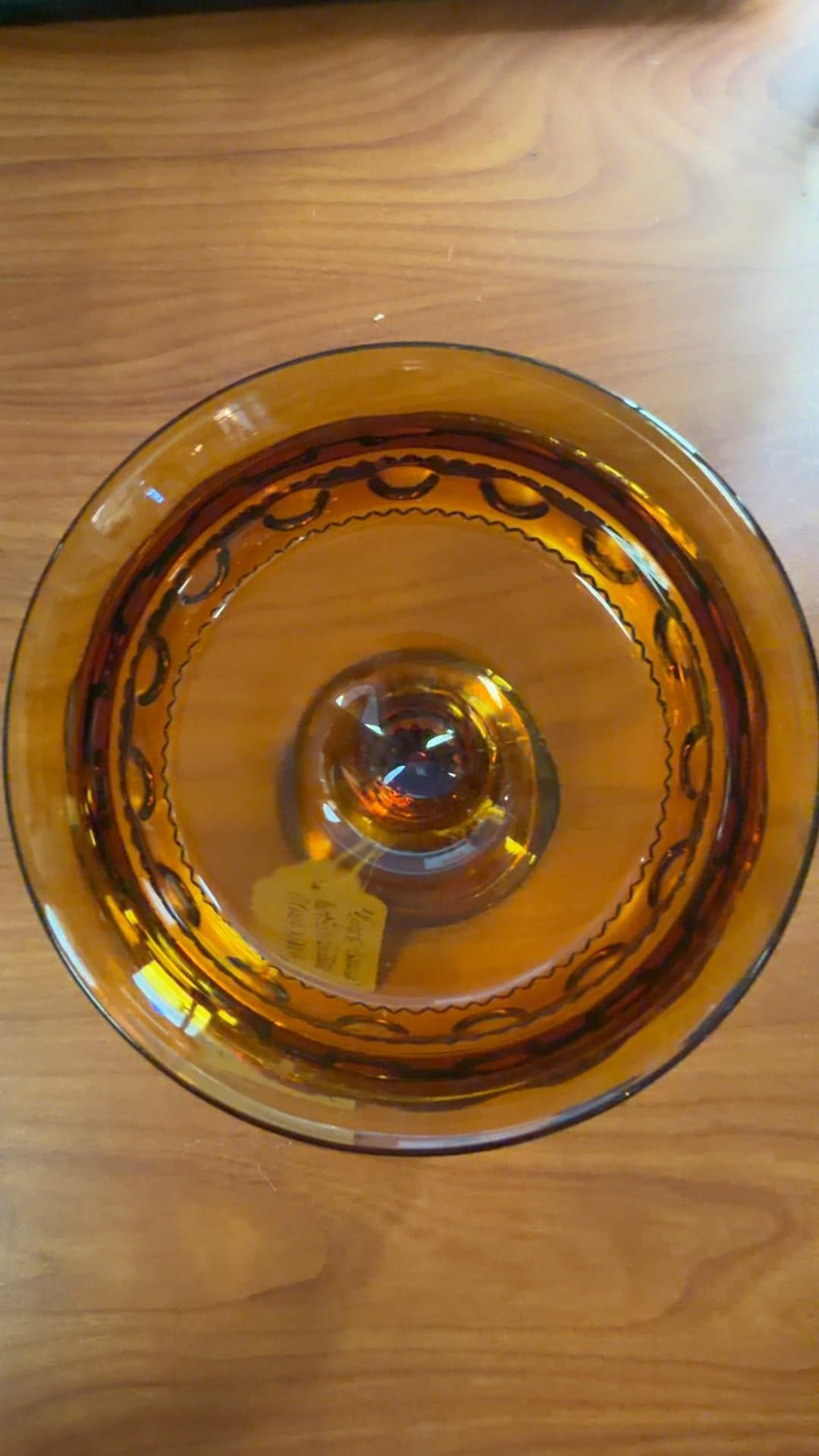 King's Crown Footed Amber Glass Dish - Image 1