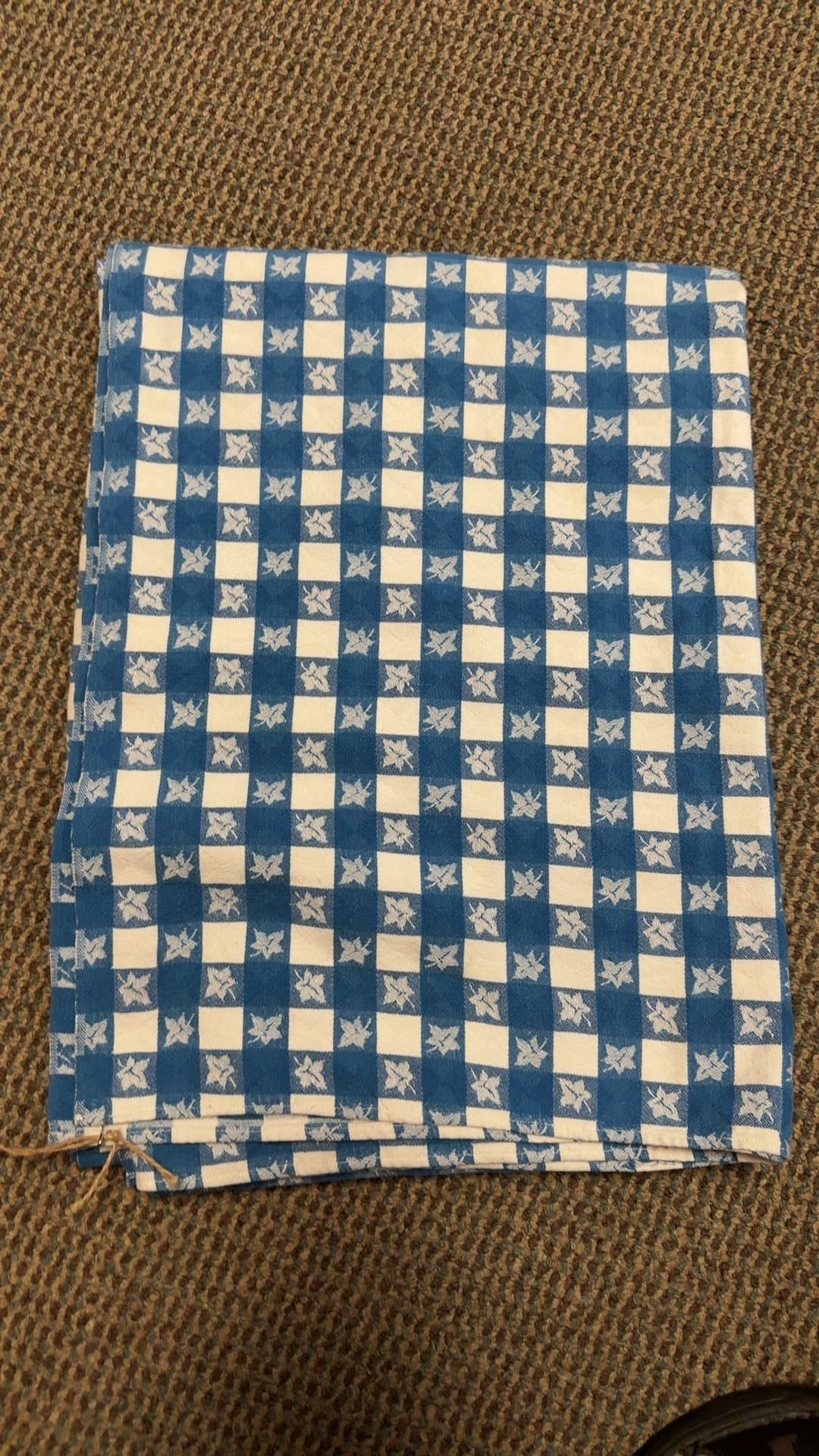 Vintage Blue and White Tablecloth - Image 1