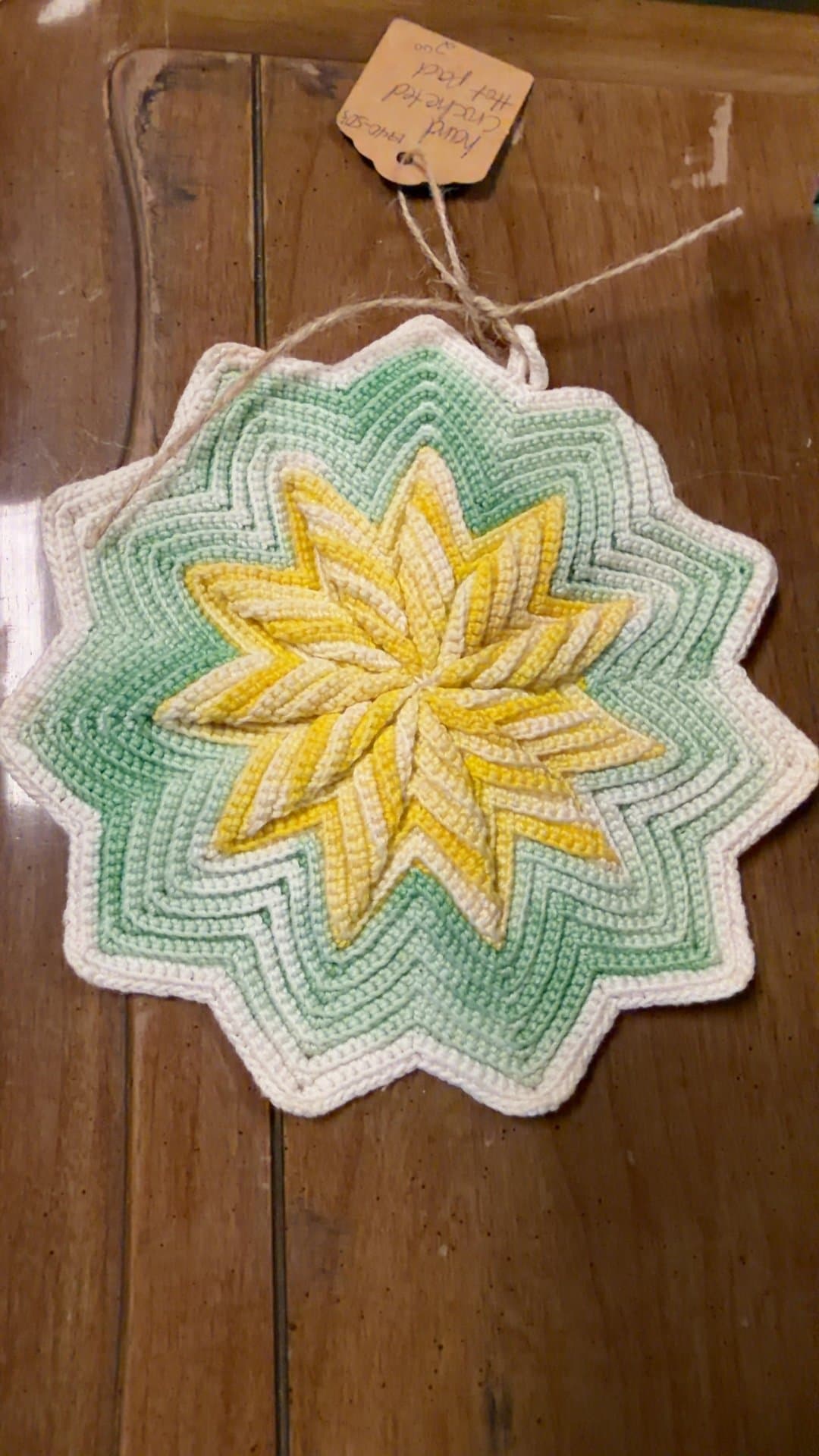 Vintage Hand-Crocheted Hot Pad - Image 1