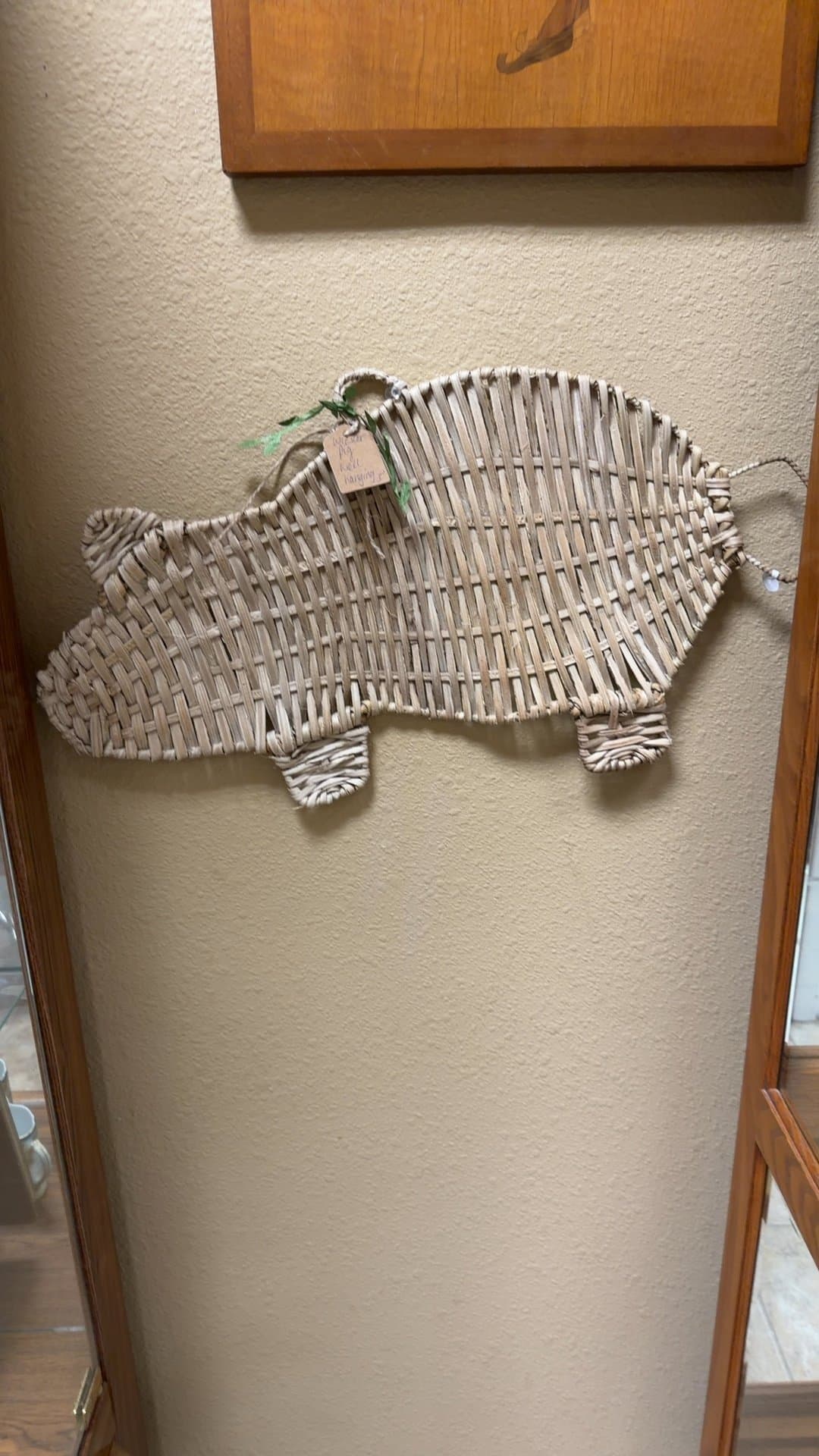 Wicker Pig Wall Hanging - Image 1