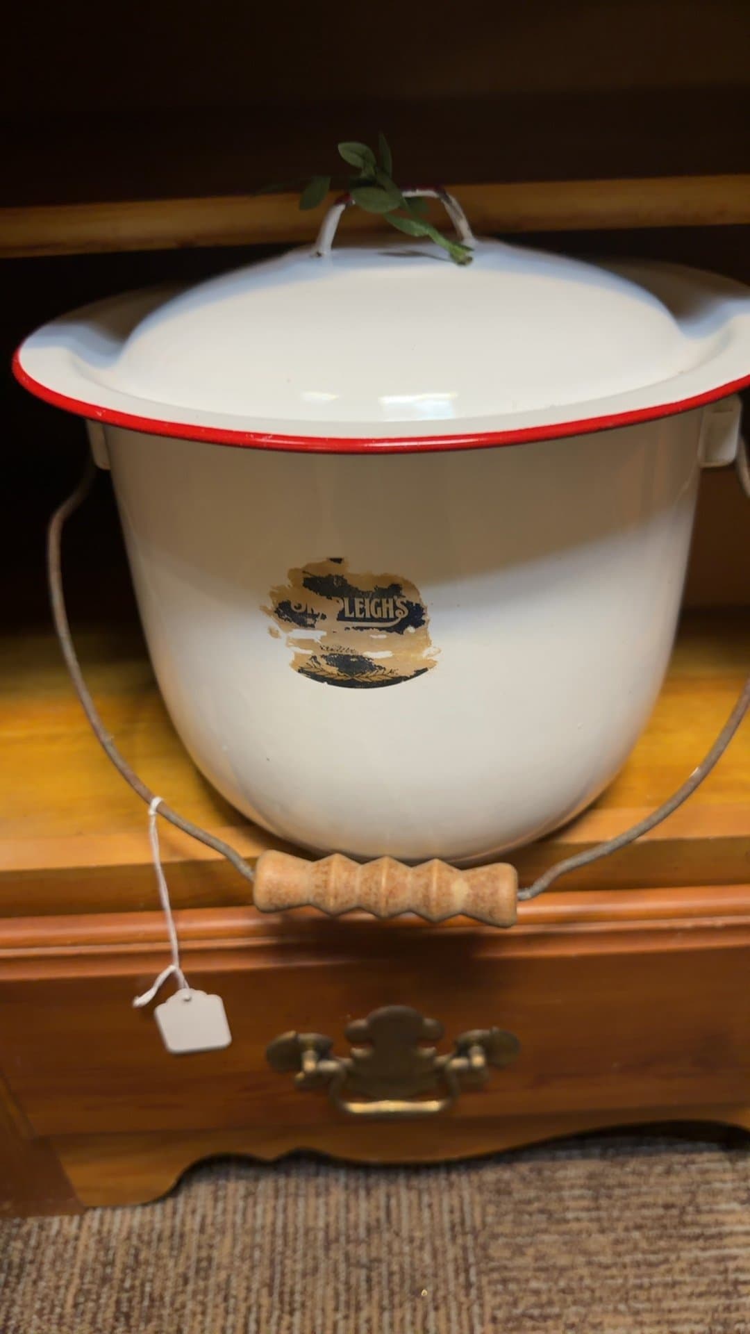 Vintage Shapleigh's 'Norleigh' Porcelain Enamelware Pot - Image 1