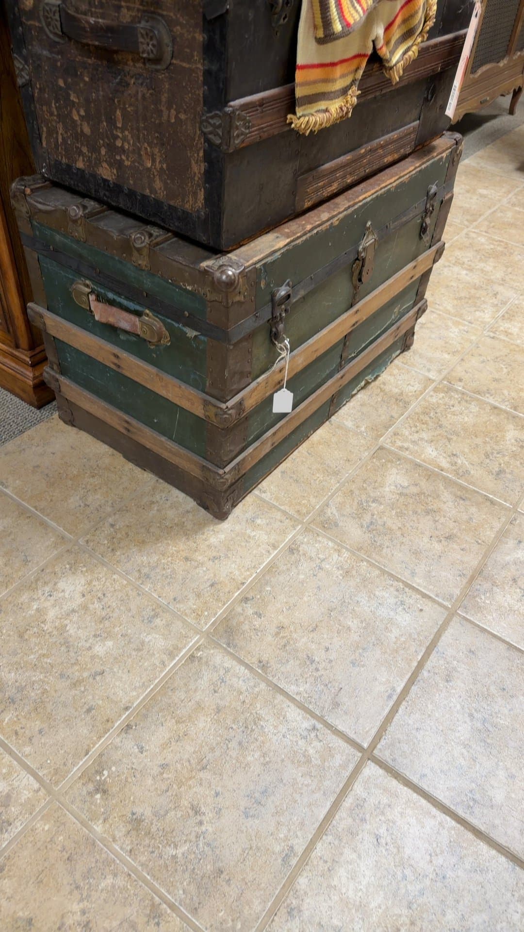 Vintage Wooden Steamer Trunk - Image 1