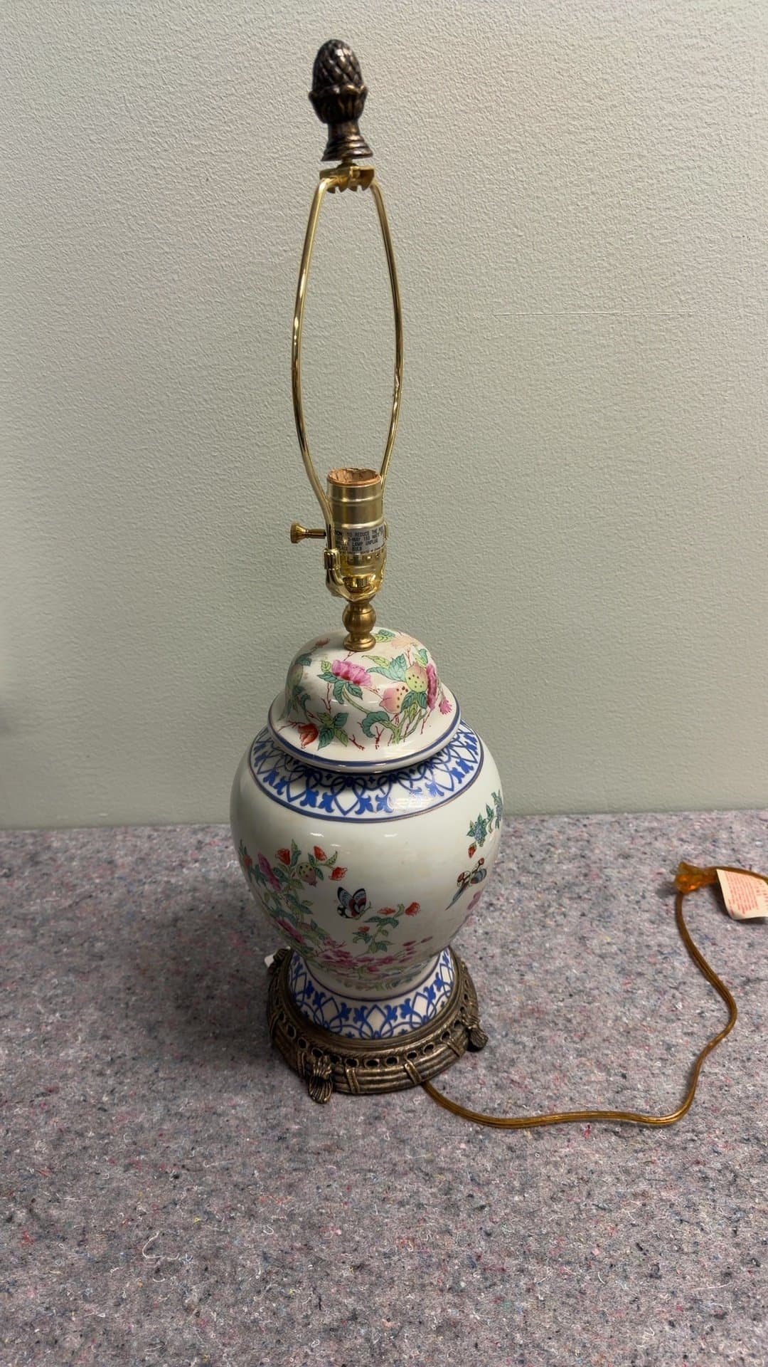Vintage Porcelain Floral Table Lamp - Image 1
