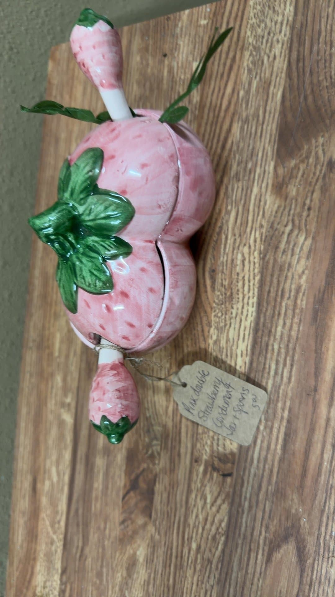 Ceramic Strawberry Serving Dish with Spoon - Image 1