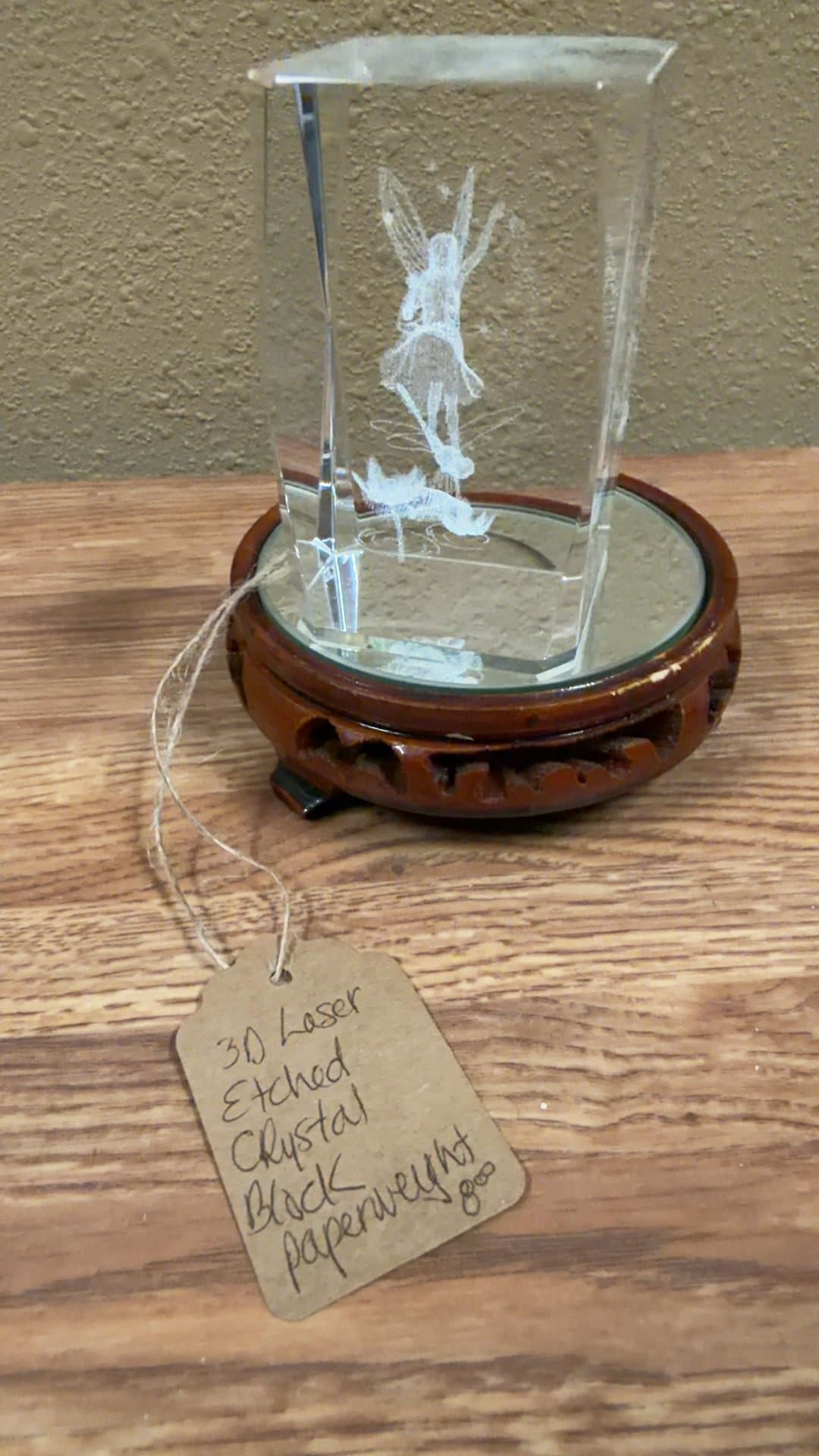 3D Laser Etched Crystal Block Paperweight - Image 1