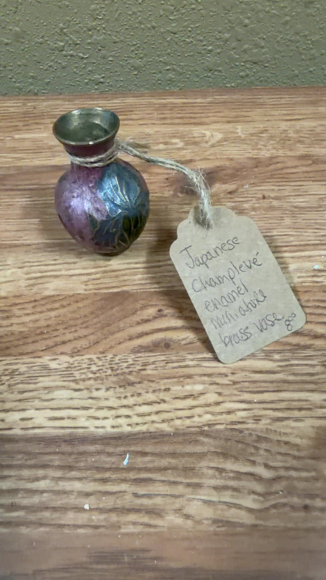 Japanese Champlevé Enamel Miniature Brass Vase - Image 1