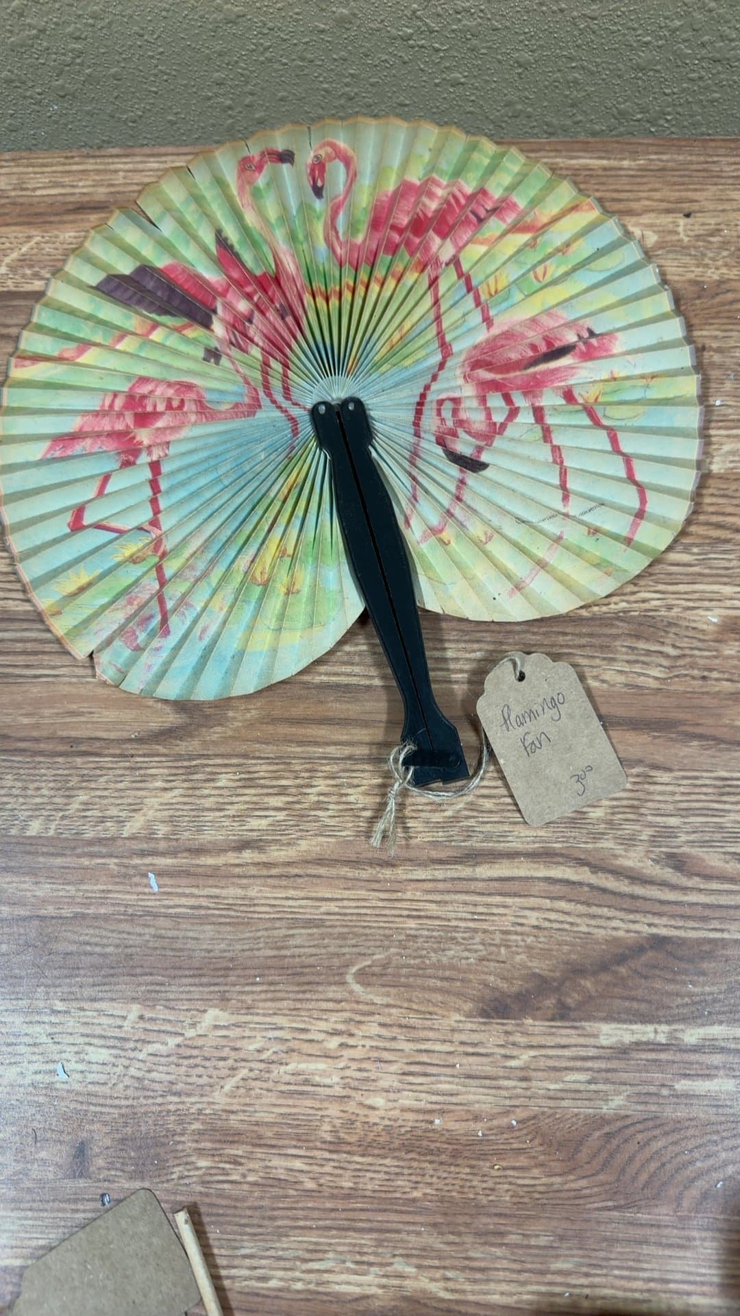 Vintage Flamingo Hand Fan - Image 1