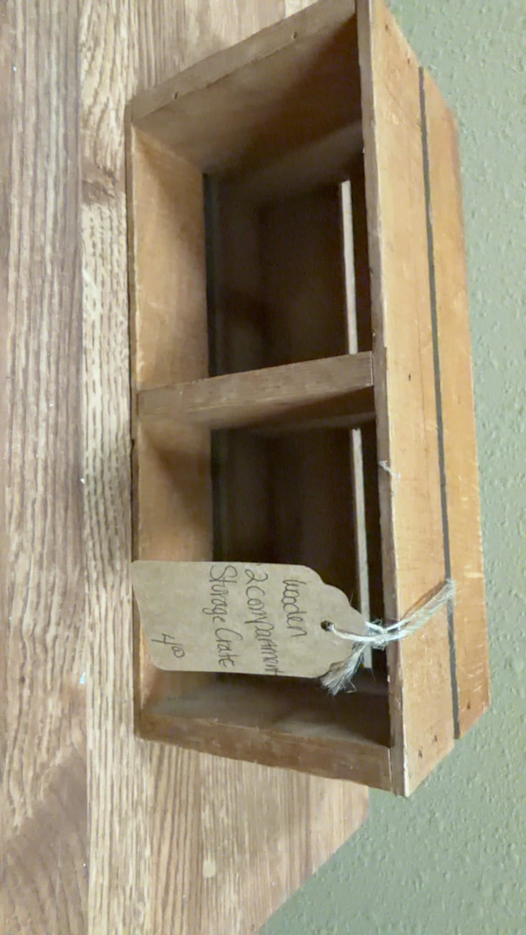Wooden 2-Compartment Storage Crate - Image 1
