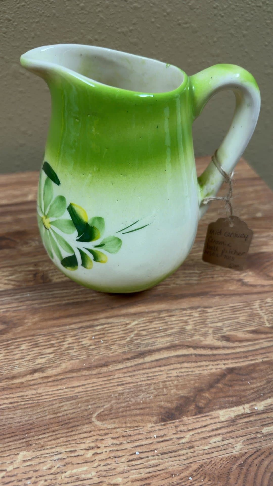 Mid-Century Ceramic Floral Pitcher - Image 1