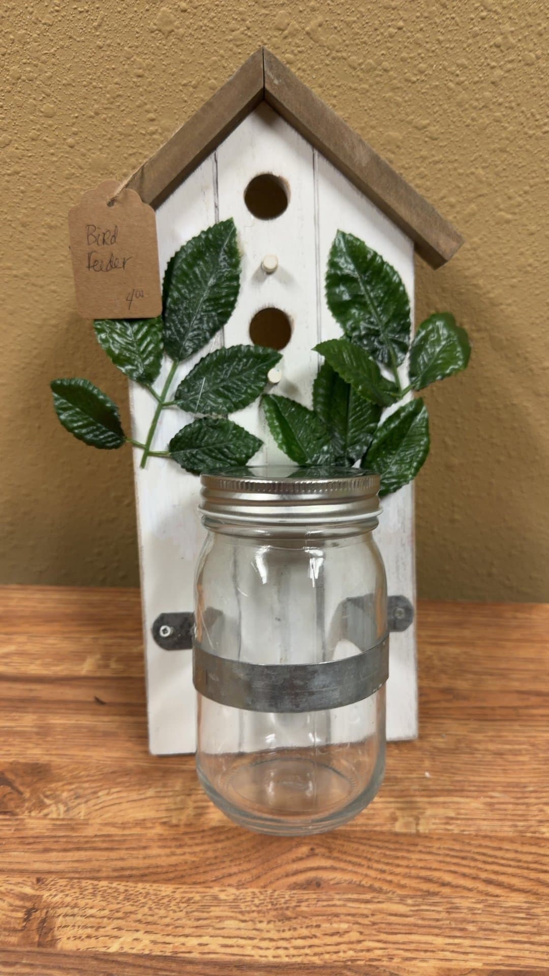 Rustic Bird Feeder with Mason Jar - Image 1