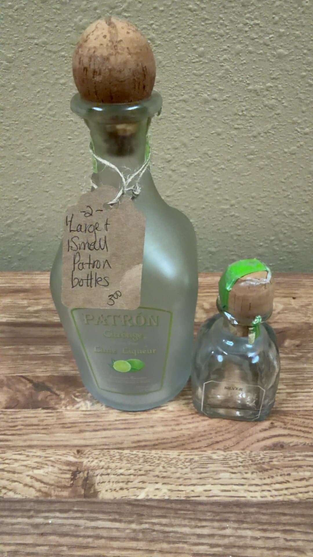 Patrón Glass Bottles with Cork Stoppers - Image 1