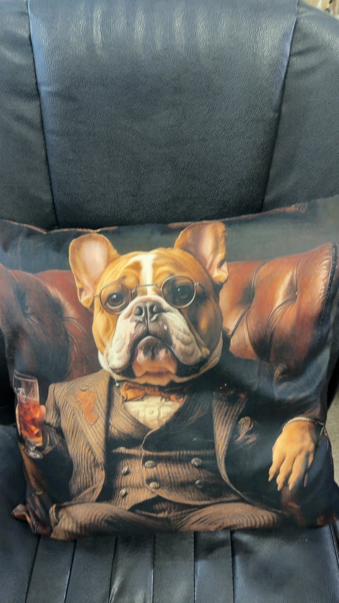 Bulldog in Suit Decorative Pillow - Image 1
