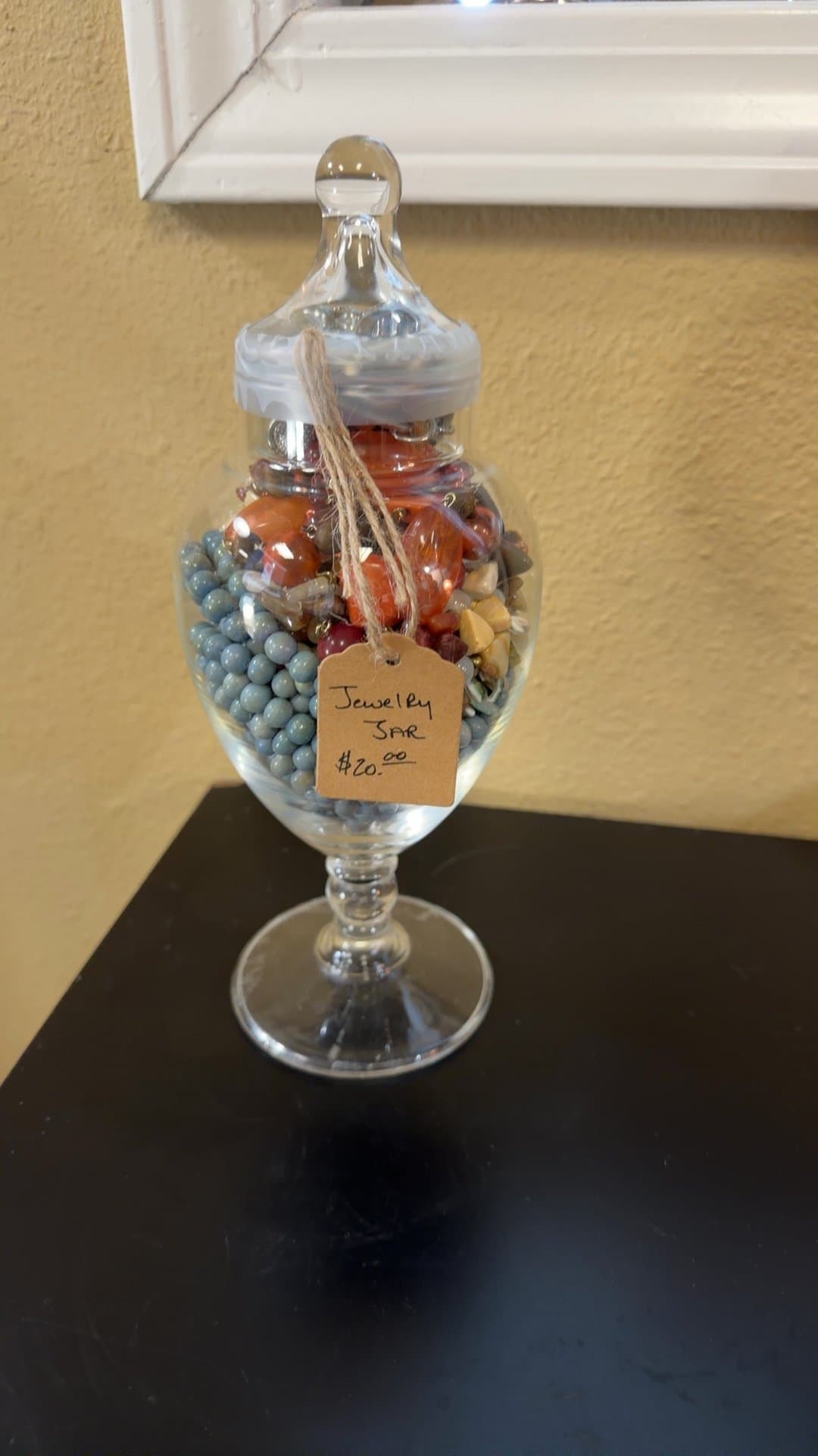 Decorative Glass Jar with Assorted Jewelry - Image 1