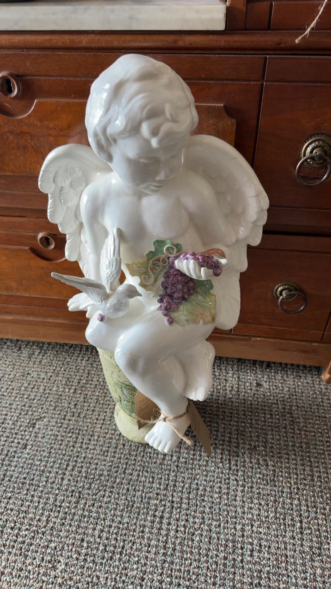 Large Porcelain Cherub Figurine - Image 1