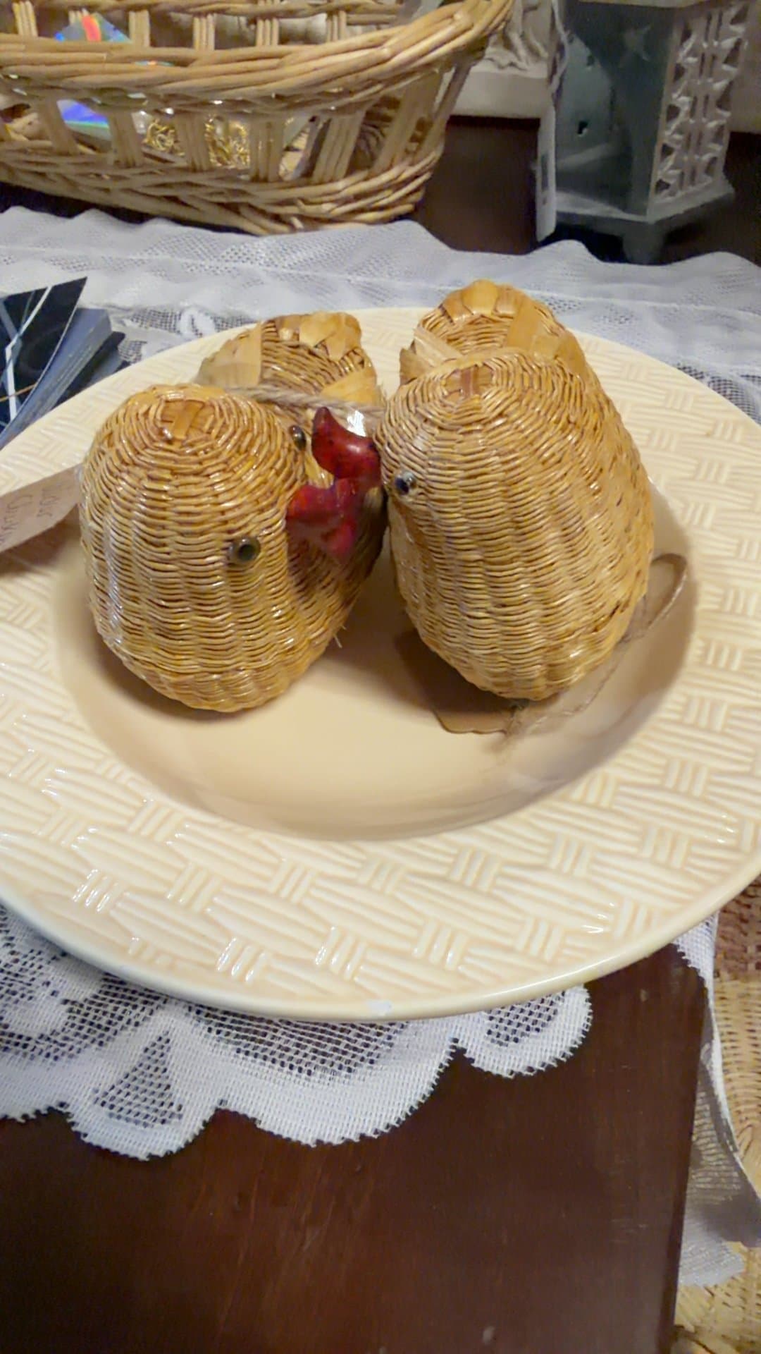 Wicker Chicken Figurines - Image 1