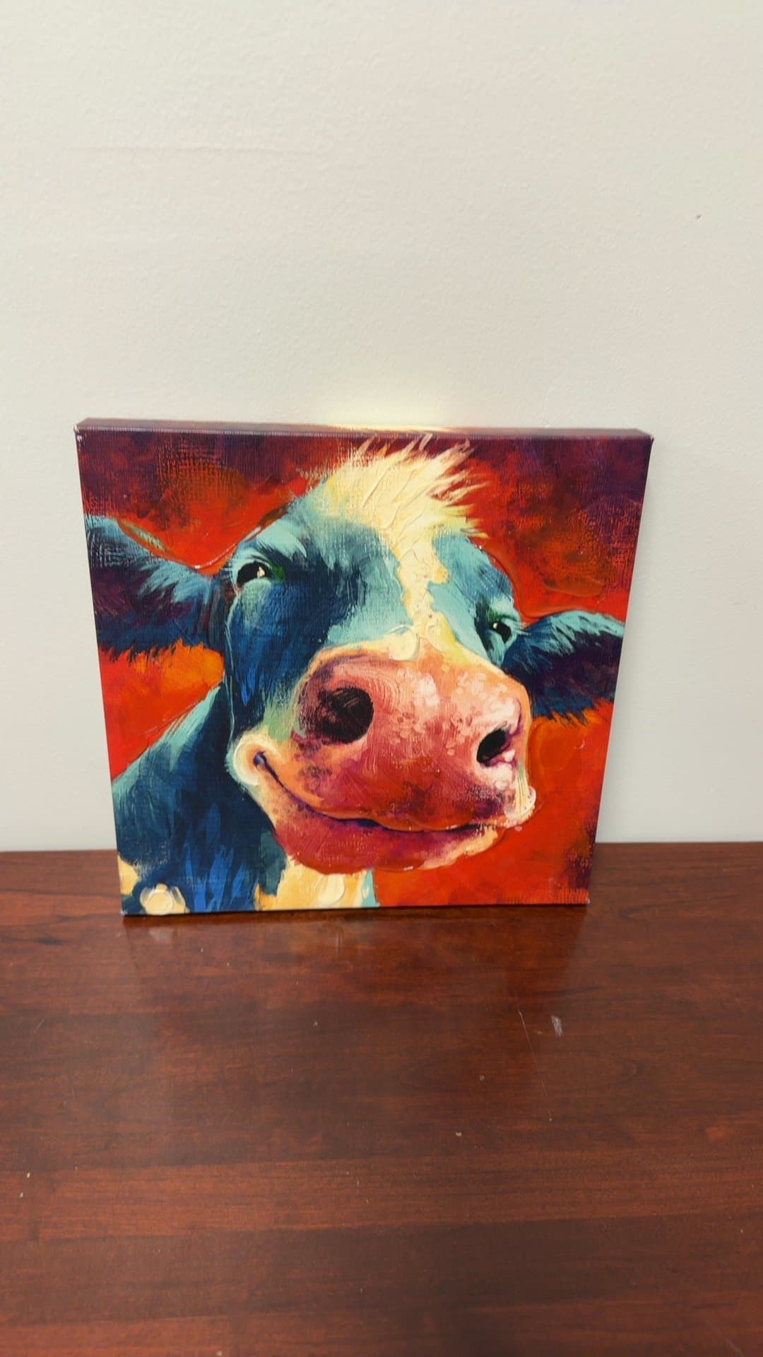 Colorful Cow Canvas Art - Image 1