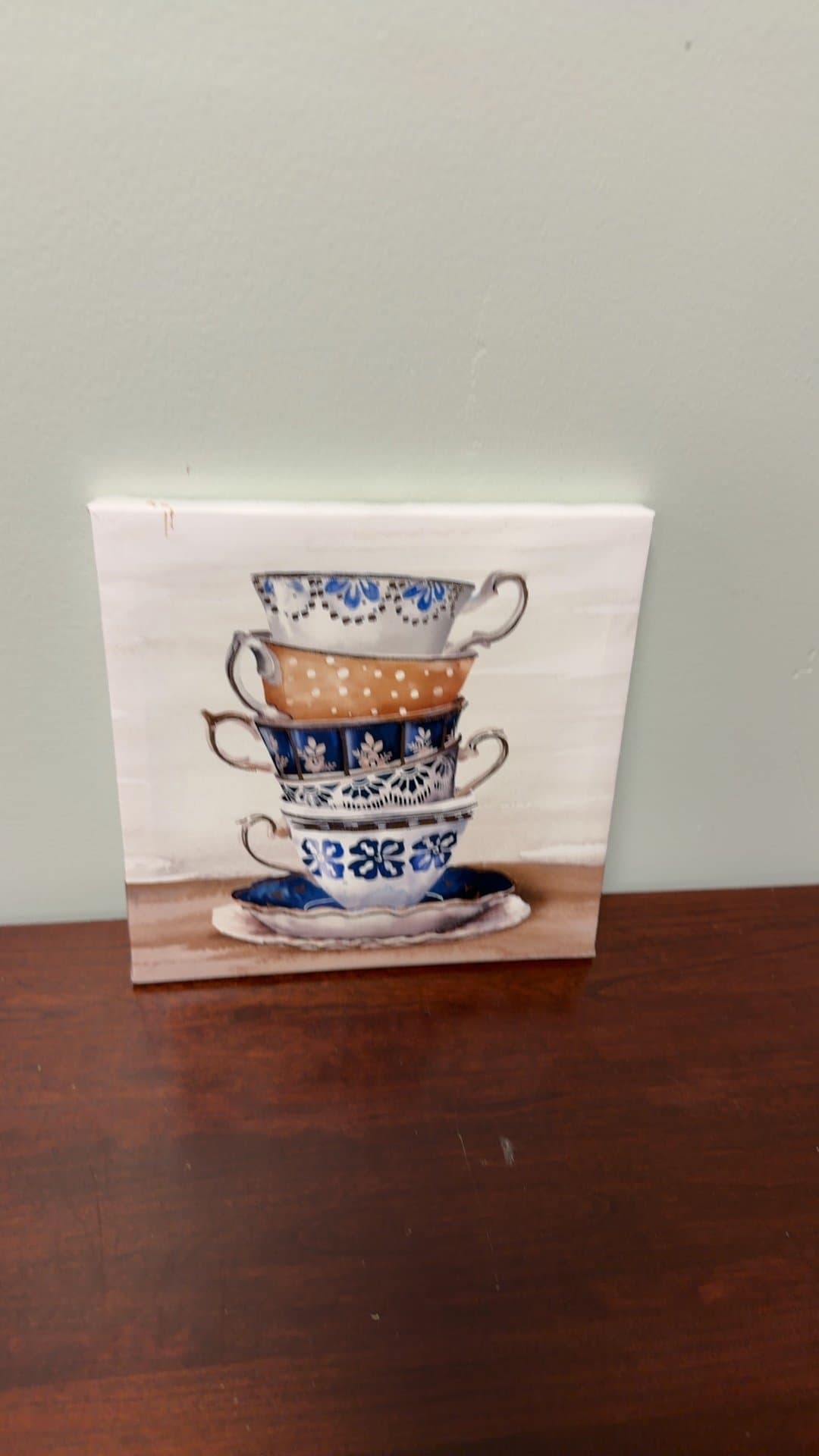 Stacked Teacups Canvas Art - Image 1