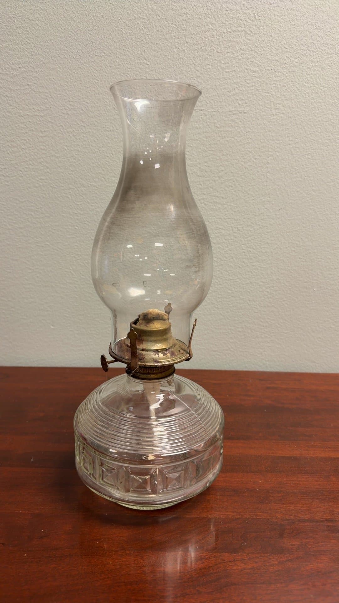 Vintage Glass Oil Lamp - Image 1
