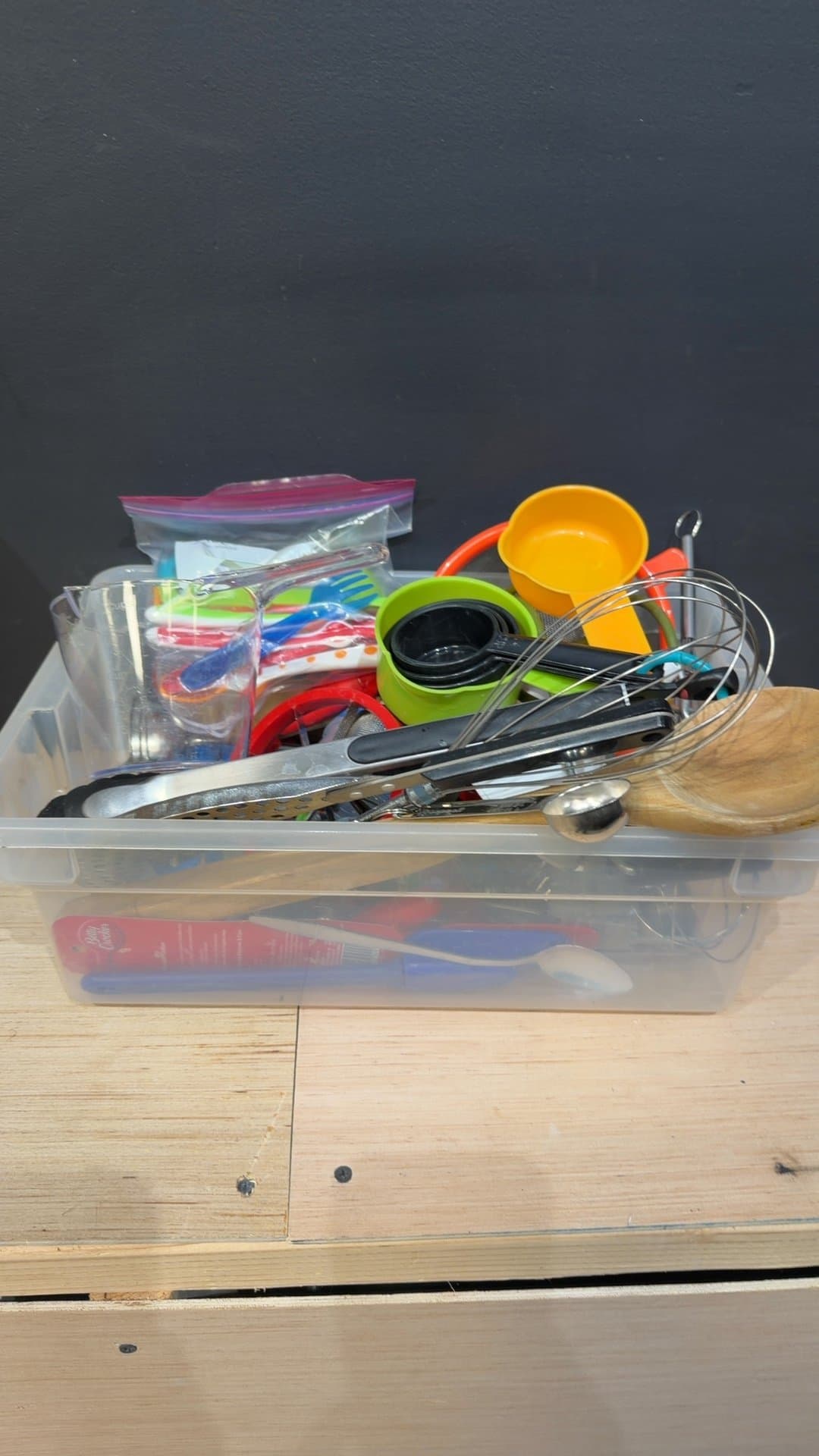 Assorted Kitchen Utensils Lot in Storage Bin - Image 1