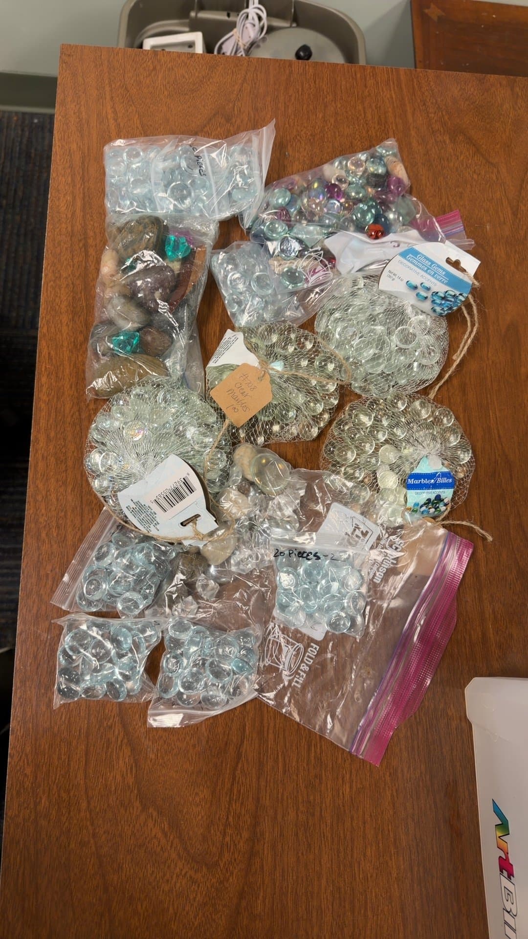 Assorted Glass Marbles and Decorative Gems - Image 1