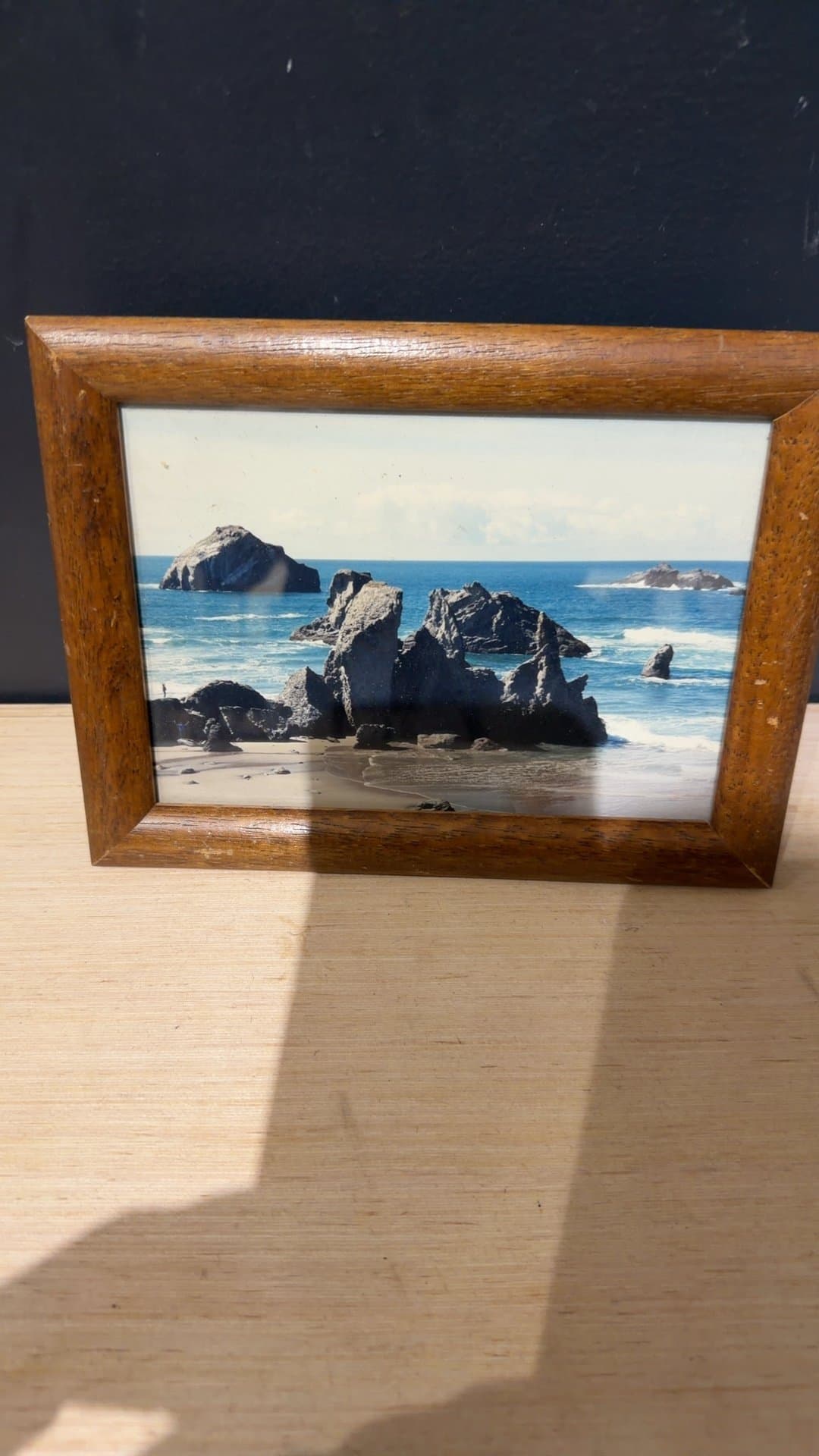 Wooden Picture Frame with Coastal Seascape Photograph - Image 1