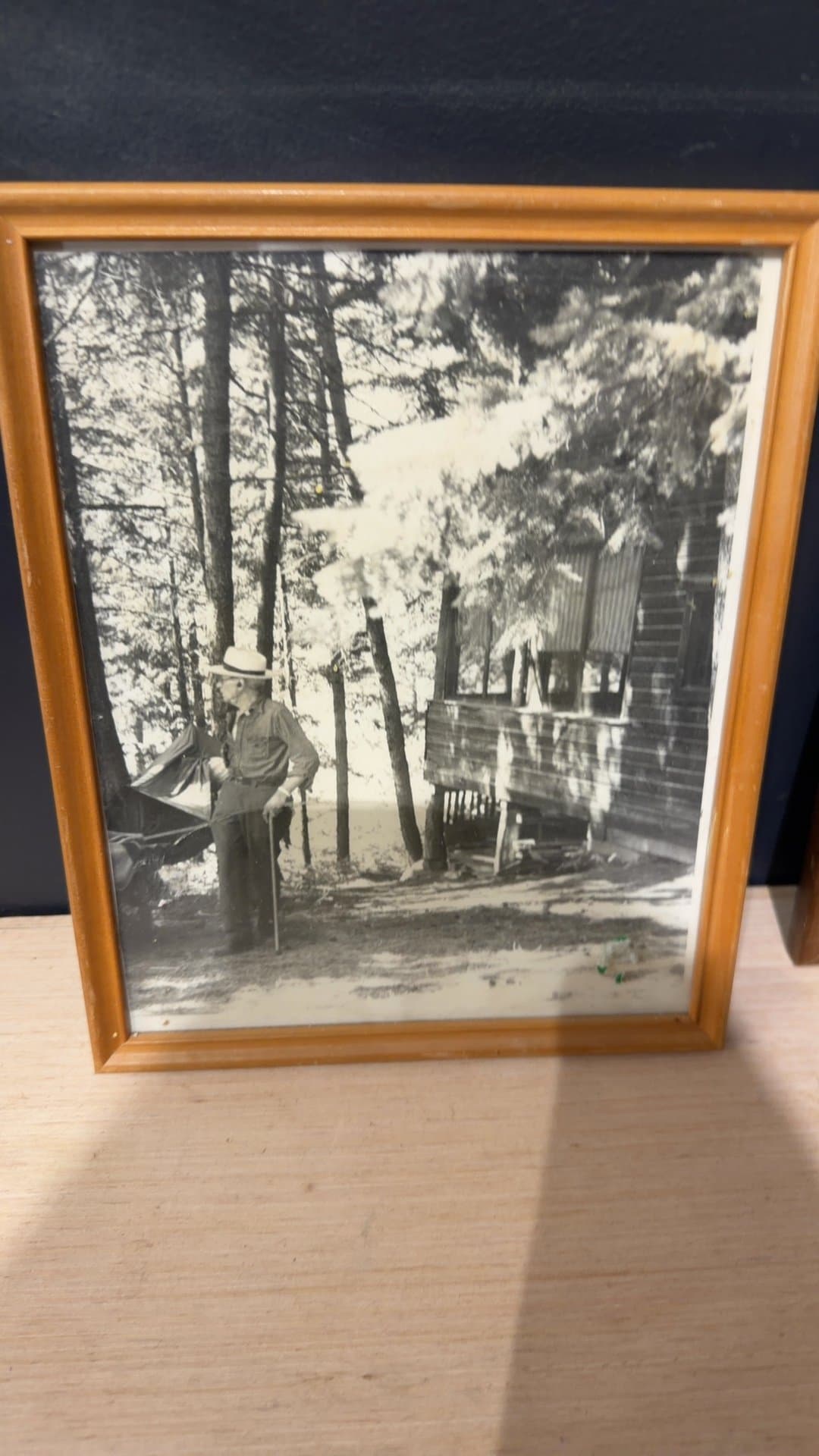 Vintage Framed Black and White Outdoor Portrait Photograph - Image 1
