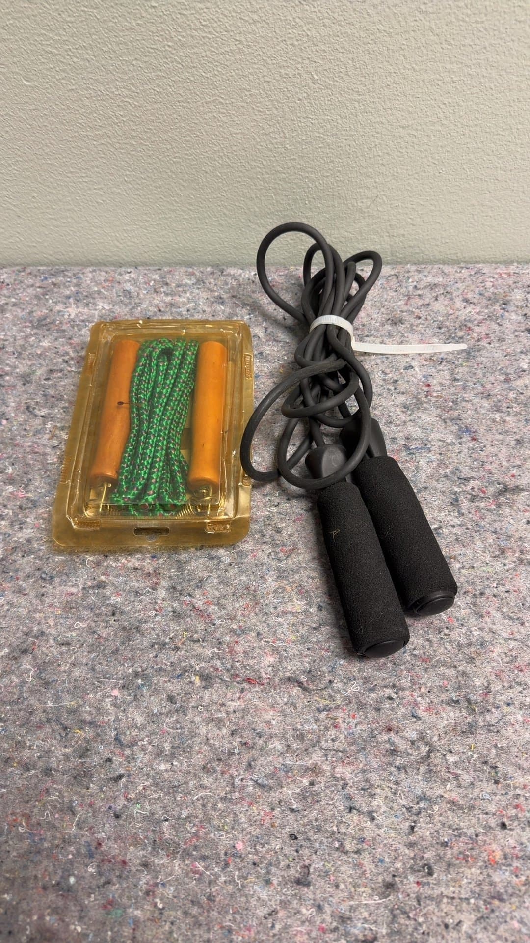 Vintage Wooden Handle Jump Rope and Modern Foam Handle Jump Rope - Image 1
