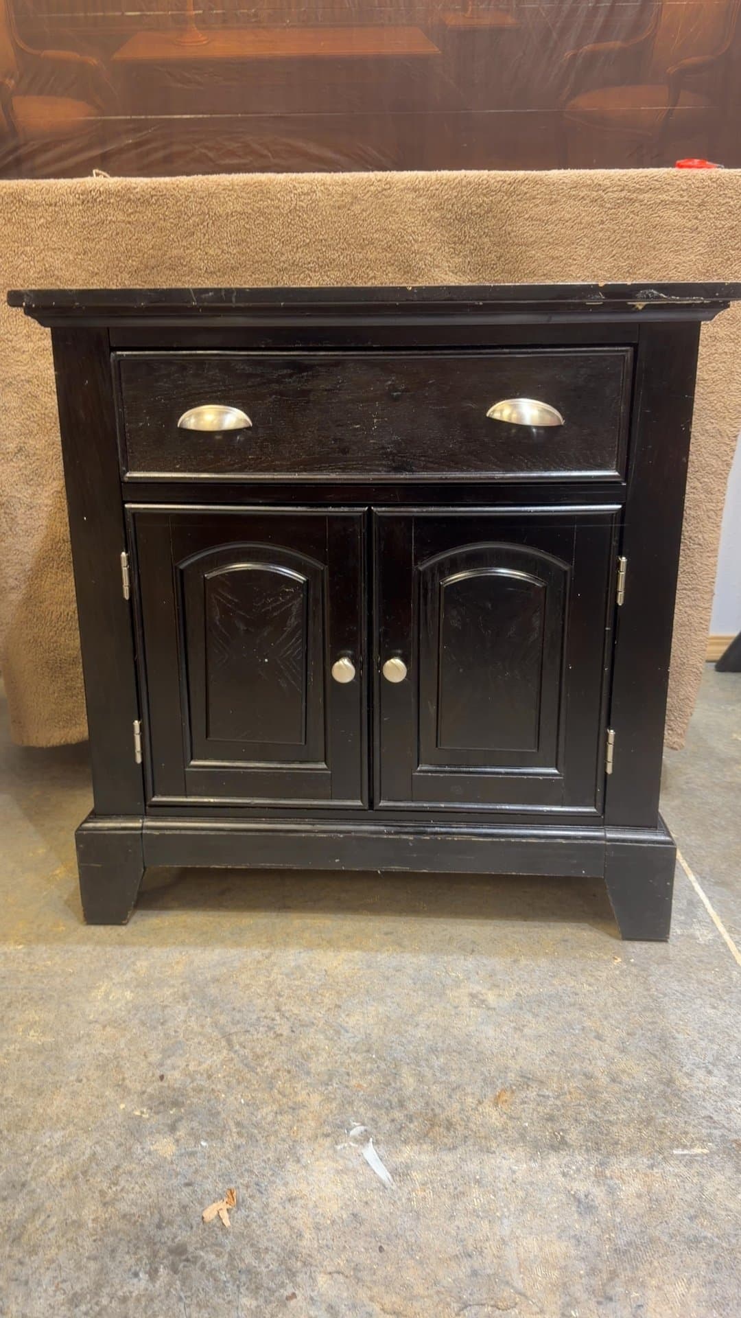 Black Wooden 1-Drawer 2-Door Accent Cabinet - Image 1