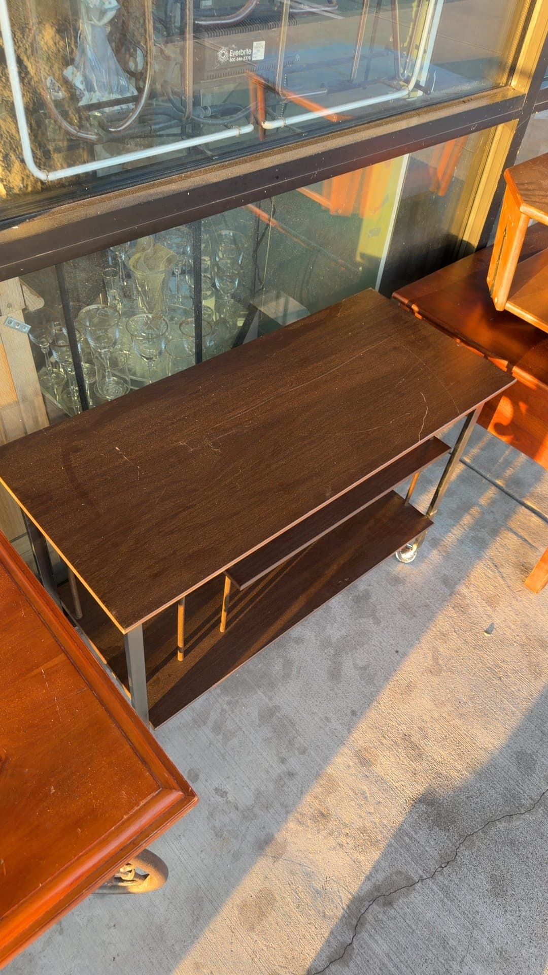 Mid-Century Modern Rolling Console Table - Image 1