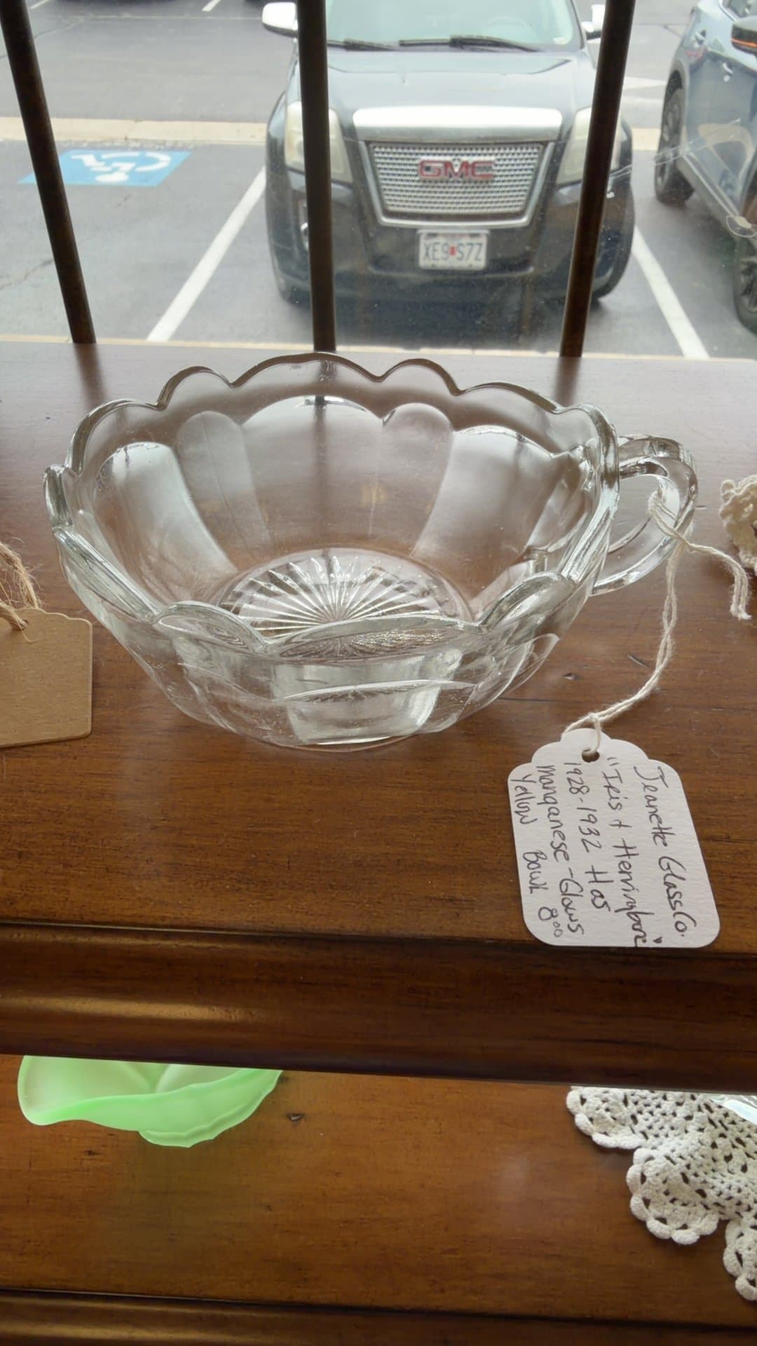 Jeanette Glass Co. Iris & Herringbone Bowl - Image 1