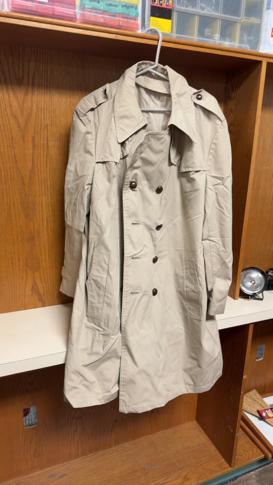 Beige Double-Breasted Trench Coat - Image 1