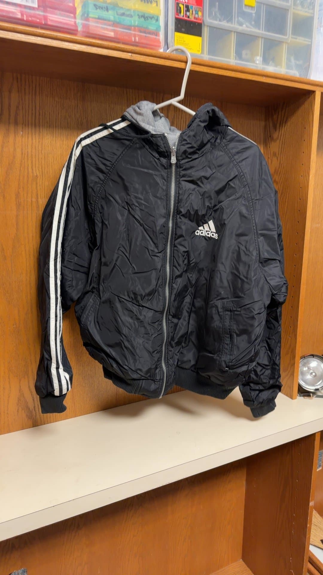 Adidas Black Hooded Jacket - Image 1