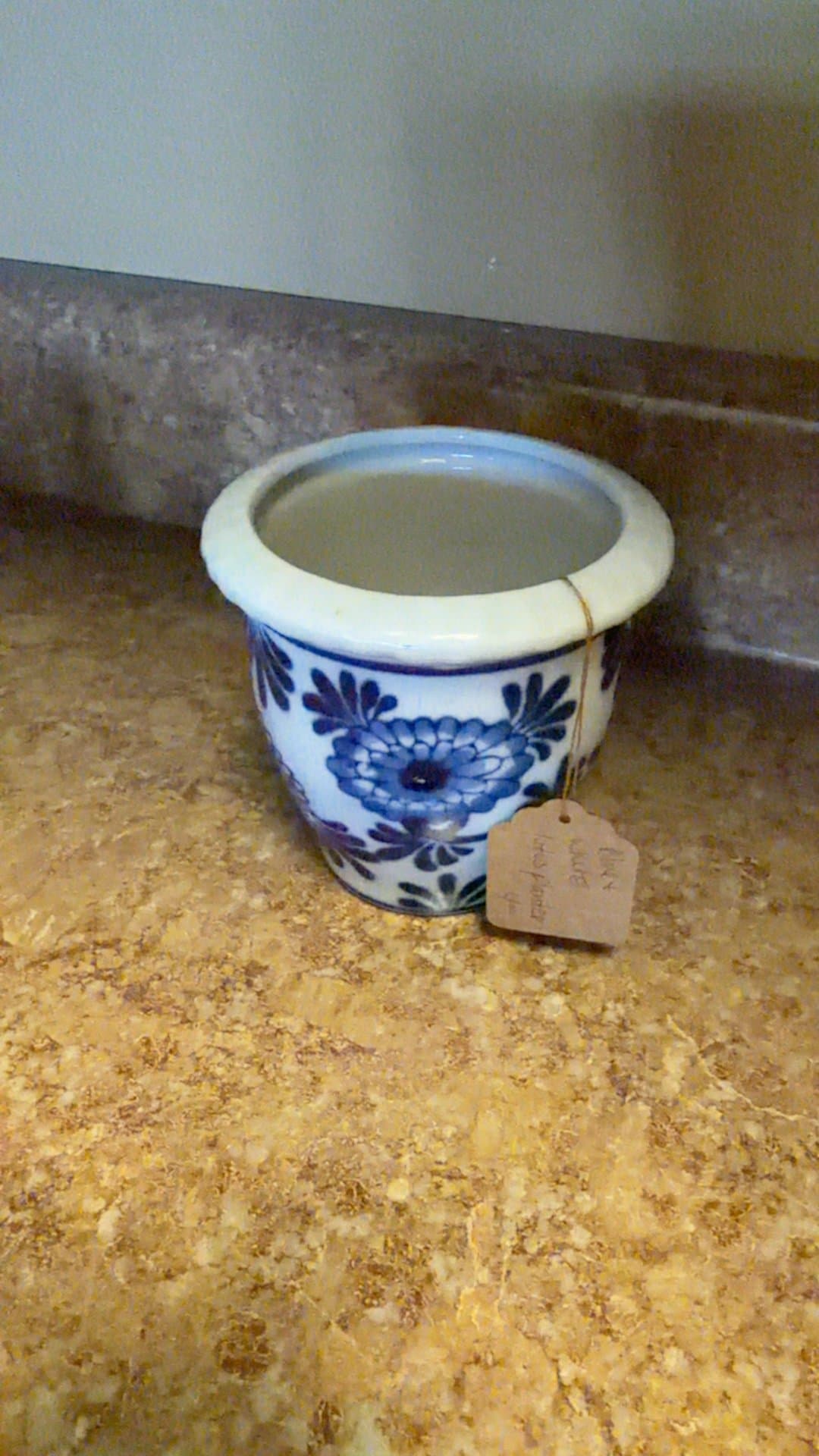 Blue and White Ceramic Pot - Image 1