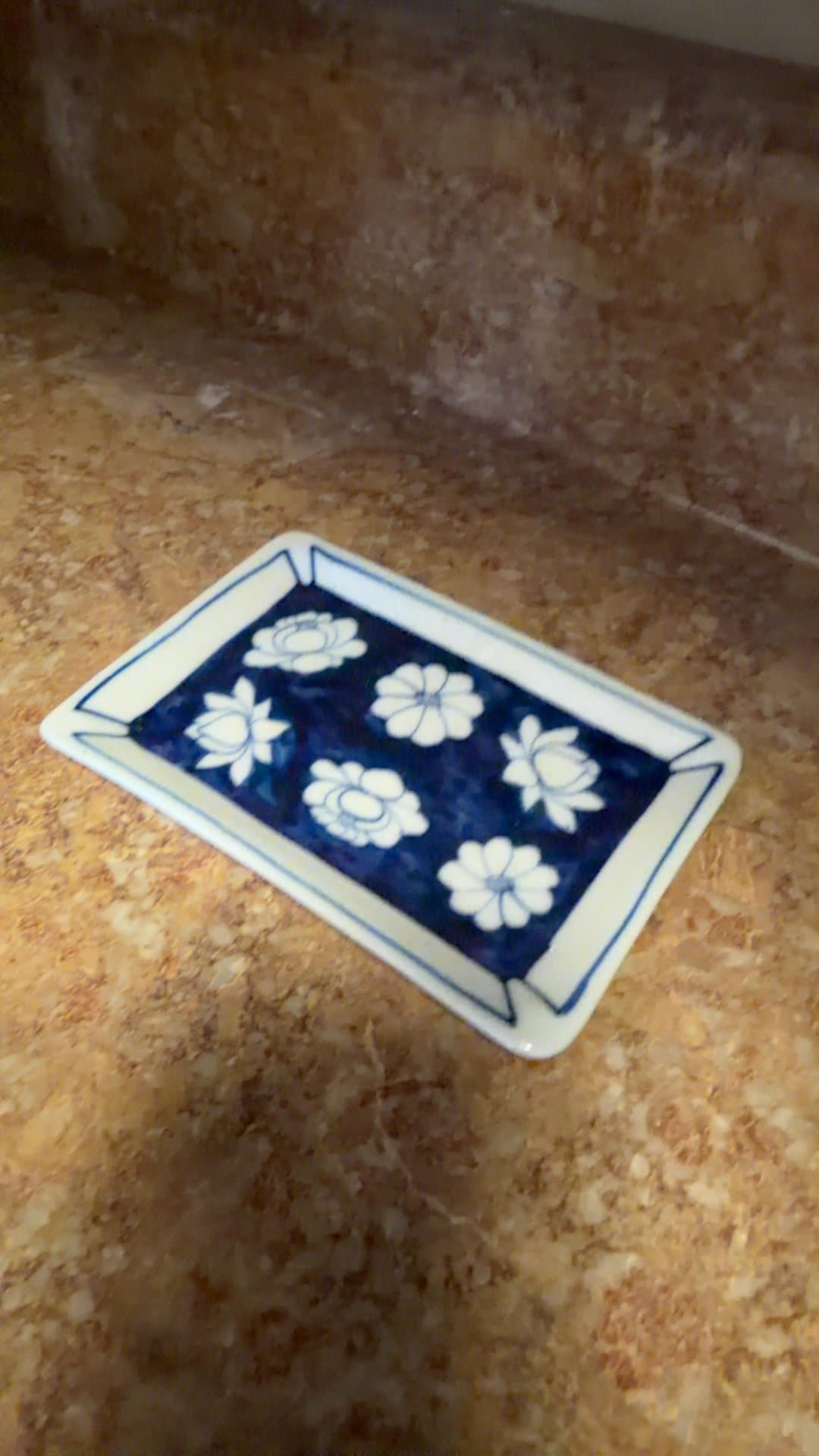 Blue Floral Porcelain Trinket Tray - Image 1