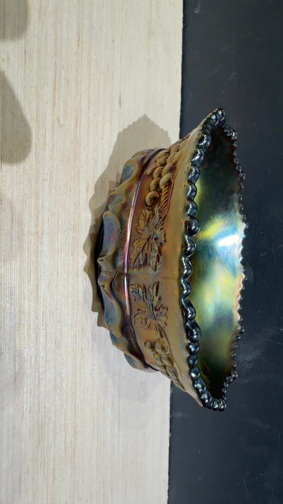 Northwood Amethyst Carnival Glass Grape and Cable Bowl - Image 1