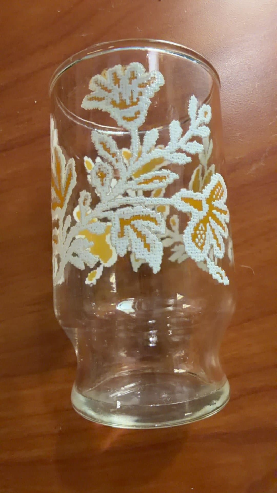 Vintage Floral Etched Glass Vase - Image 1
