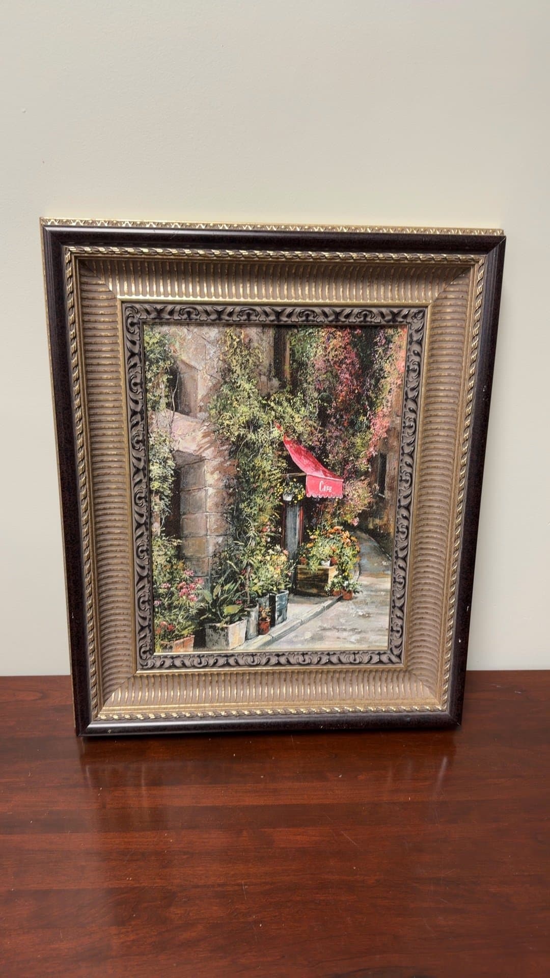 Framed Painting of a Café Scene - Image 1