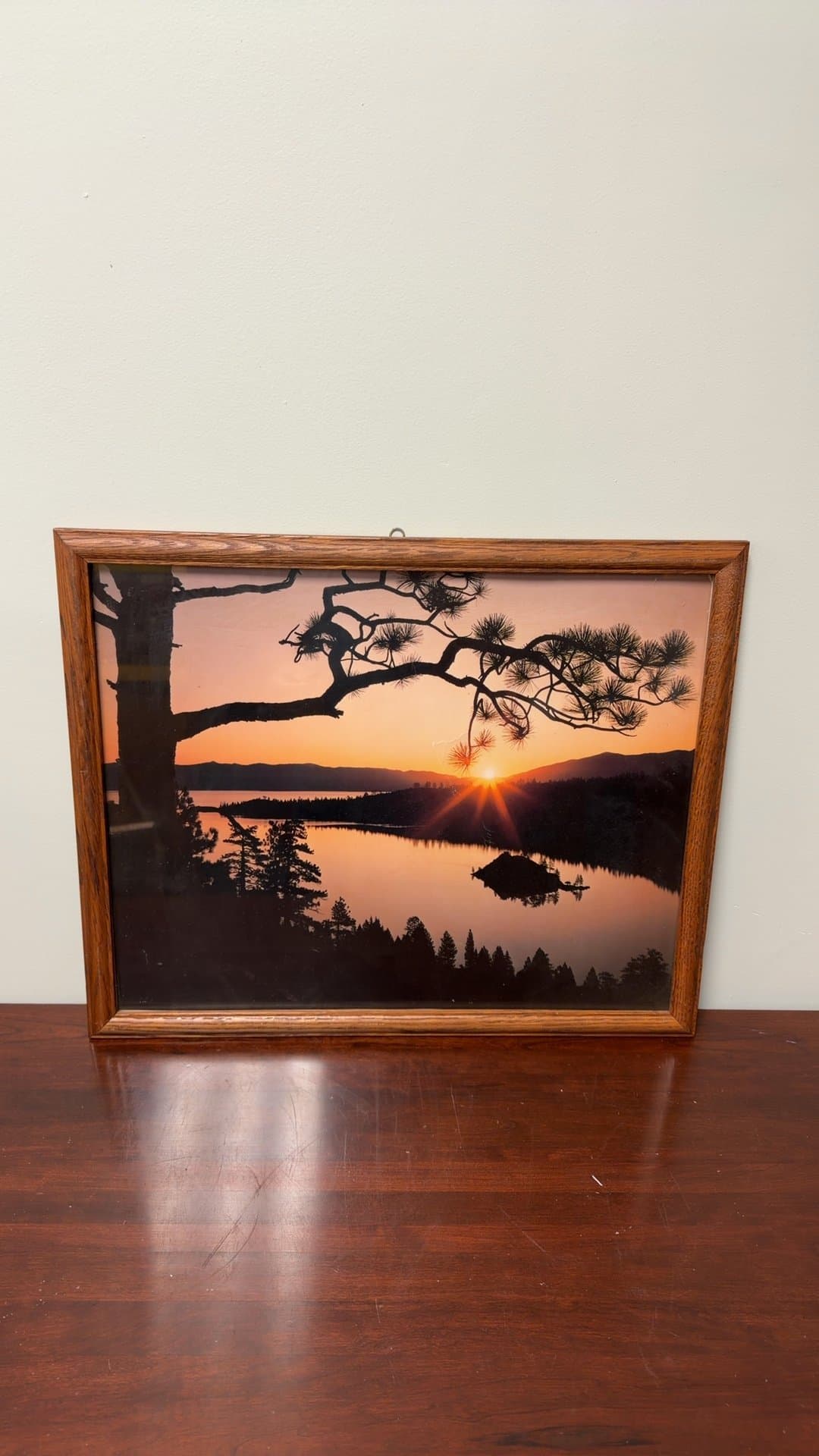Framed Sunset Landscape Photograph - Image 1