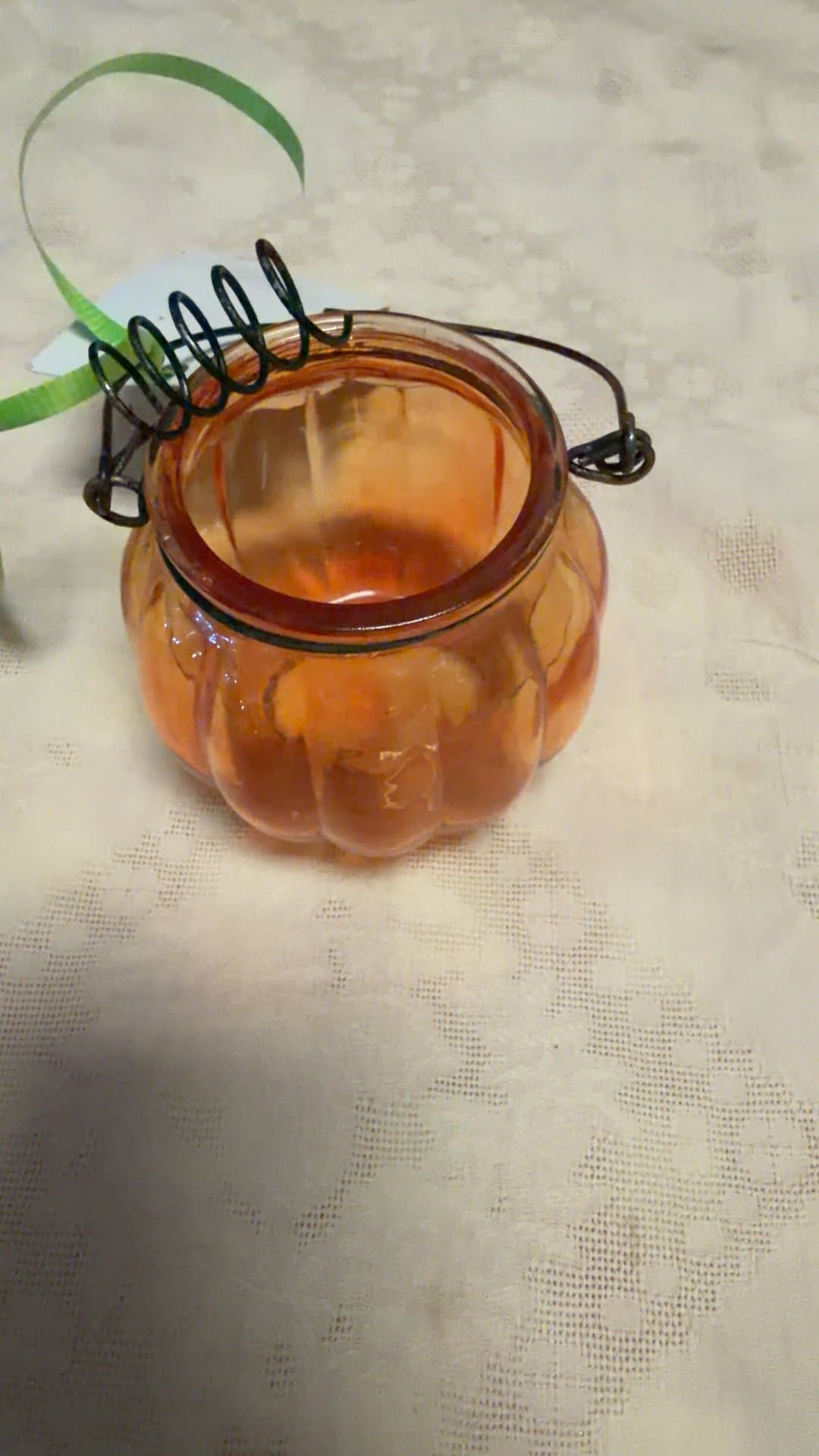 Pumpkin-Shaped Glass Candle Holder - Image 1