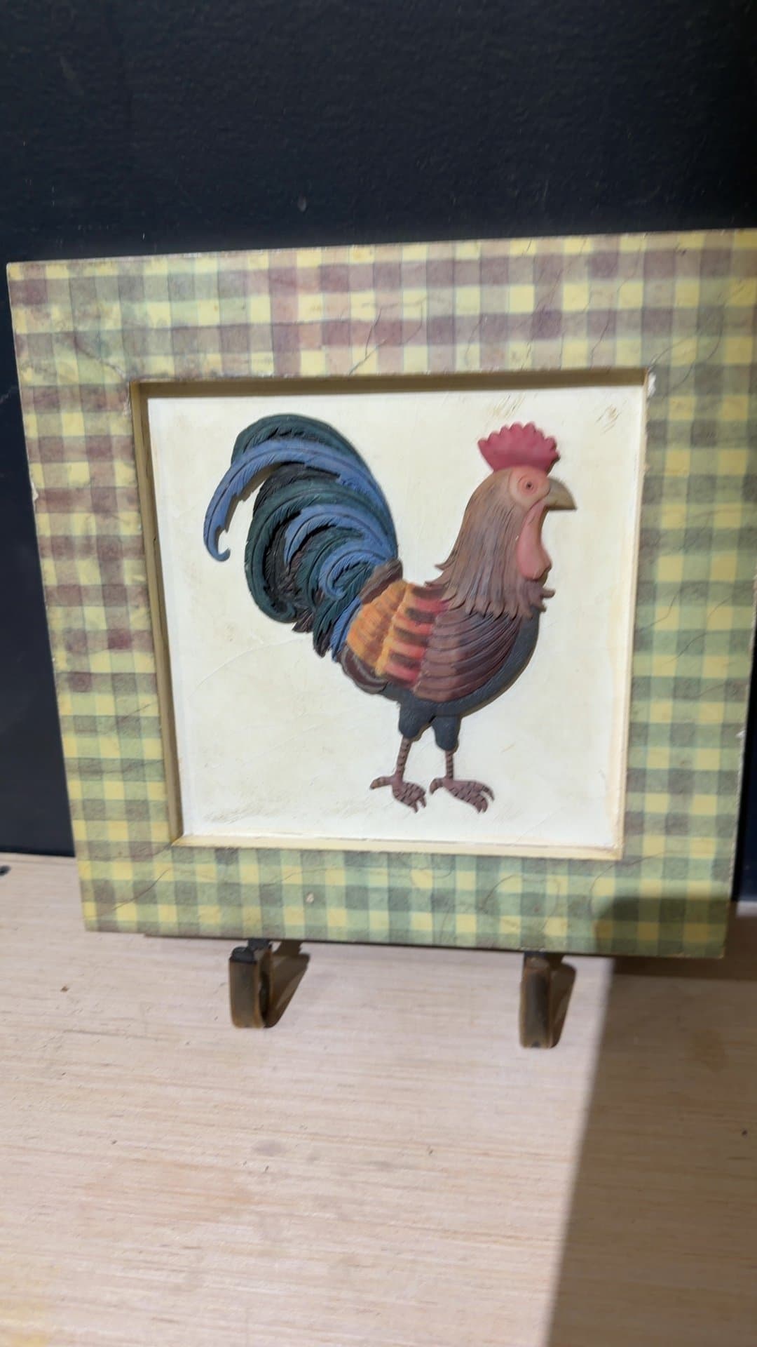 Country Rooster Plaque with Wall Hooks - Image 1