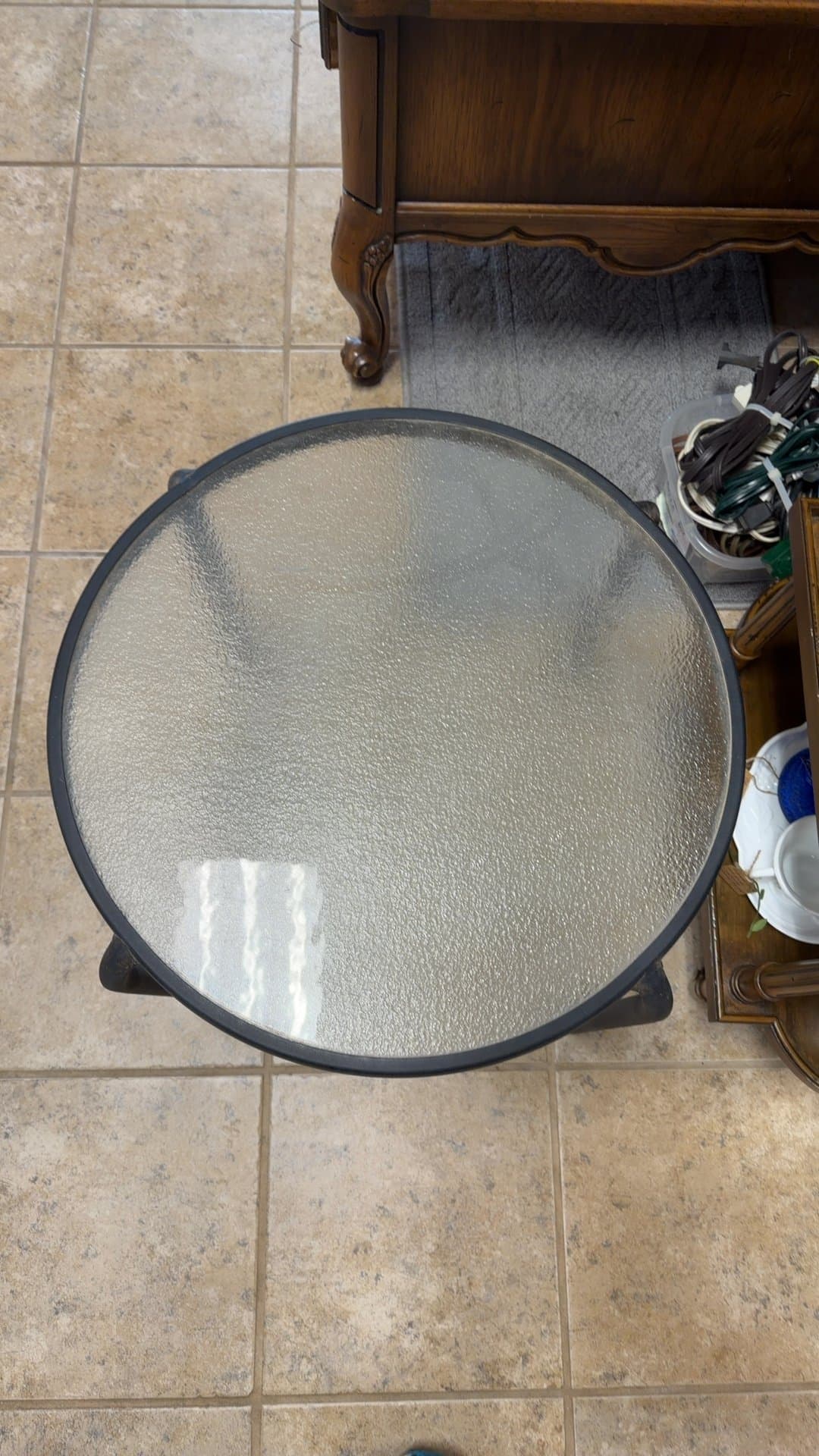 Round Glass Top Patio Table - Image 1