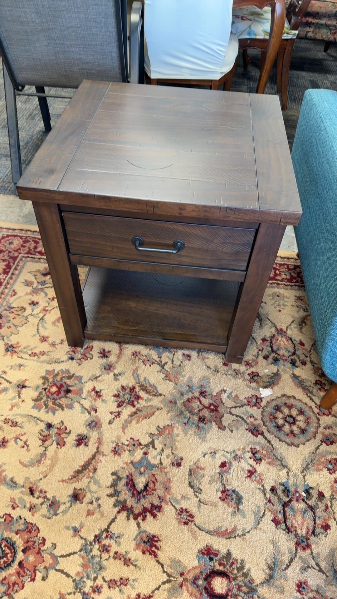 Wooden End Table with Drawer - Image 1