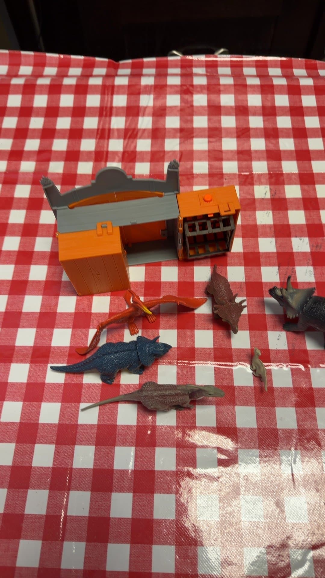Plastic Dinosaur Playset with Cage and Figurines - Image 1