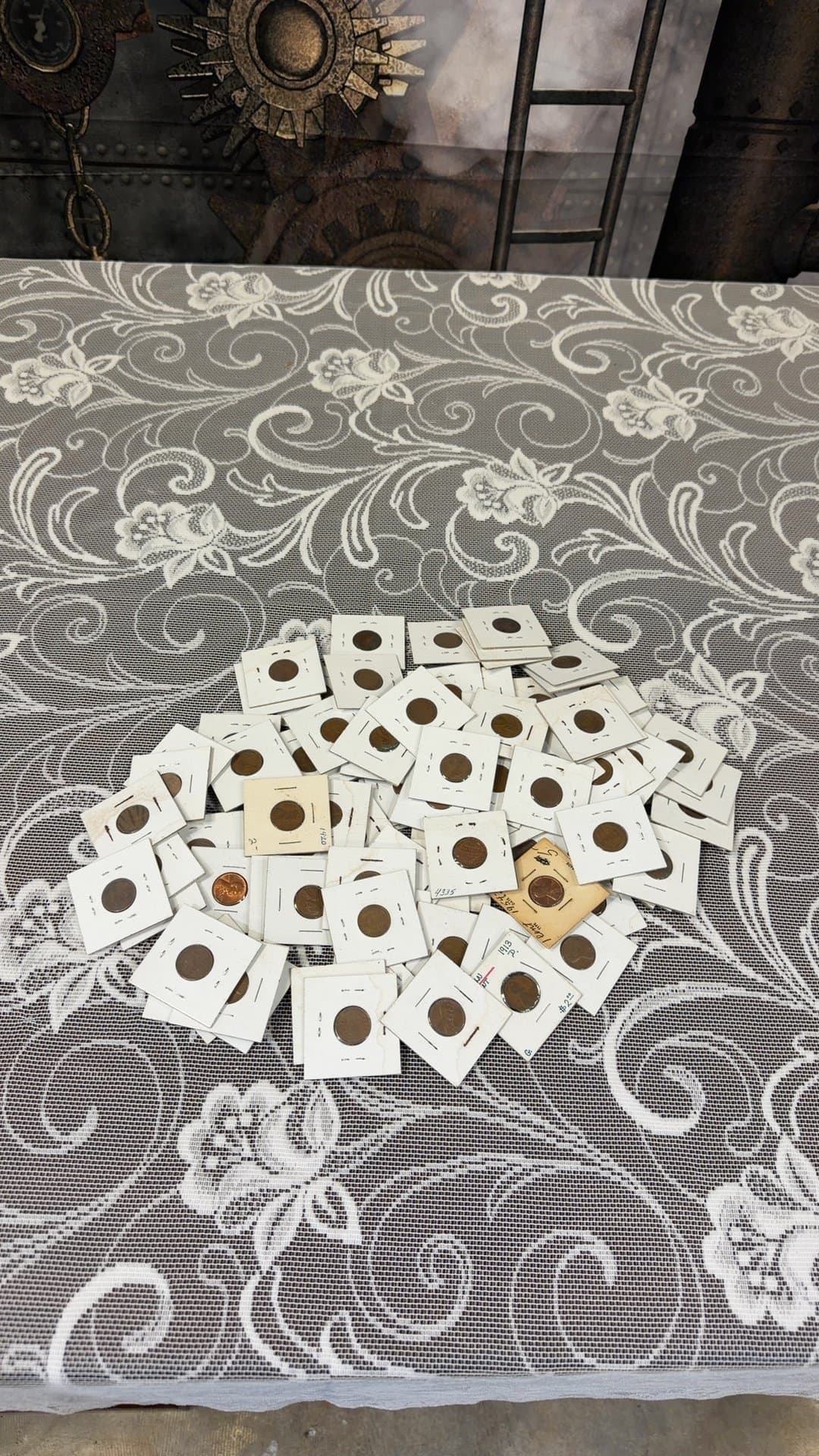 Collection of US Lincoln Wheat Cents in Paper Coin Flips - Image 1