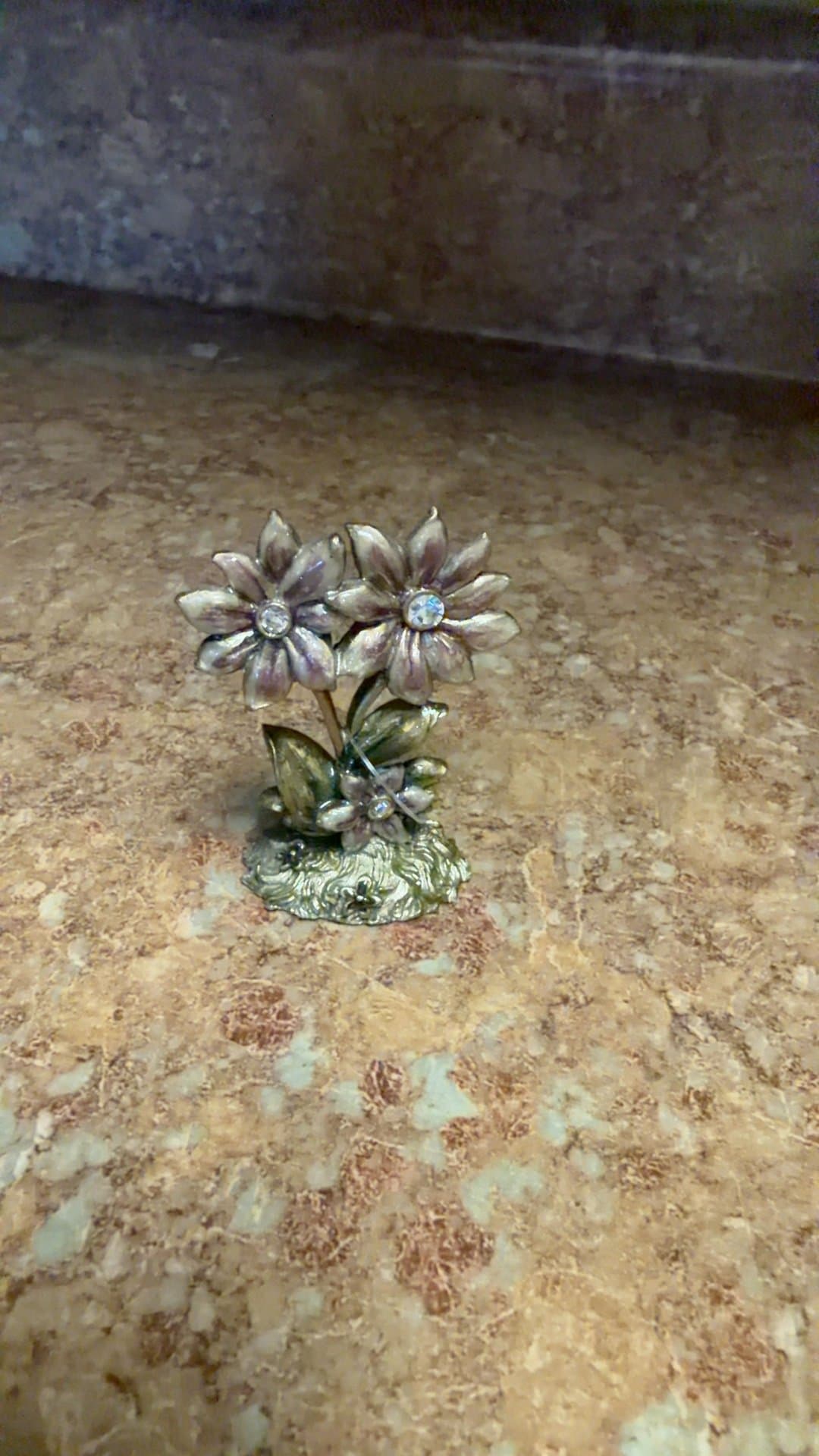 Enameled metal flower paperweight - Image 1
