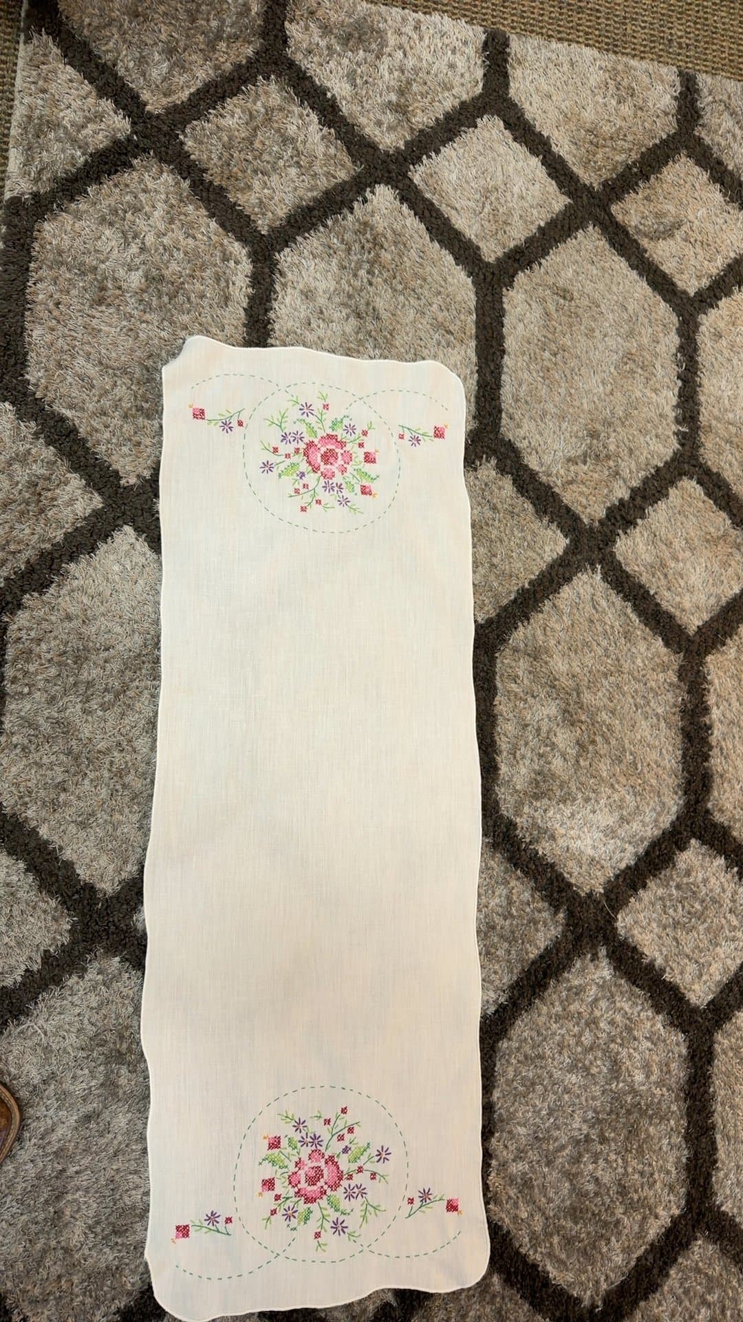 Vintage Embroidered Table Runner - Image 1