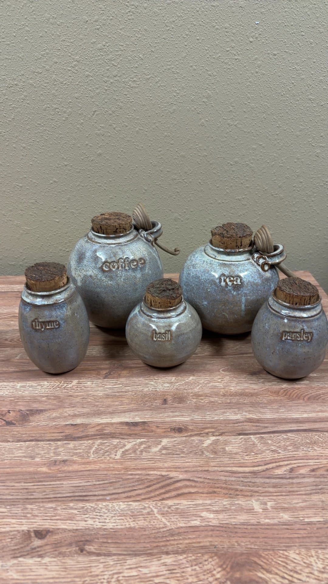 Vintage Earthenware Spice and Coffee Jars Set - Image 1